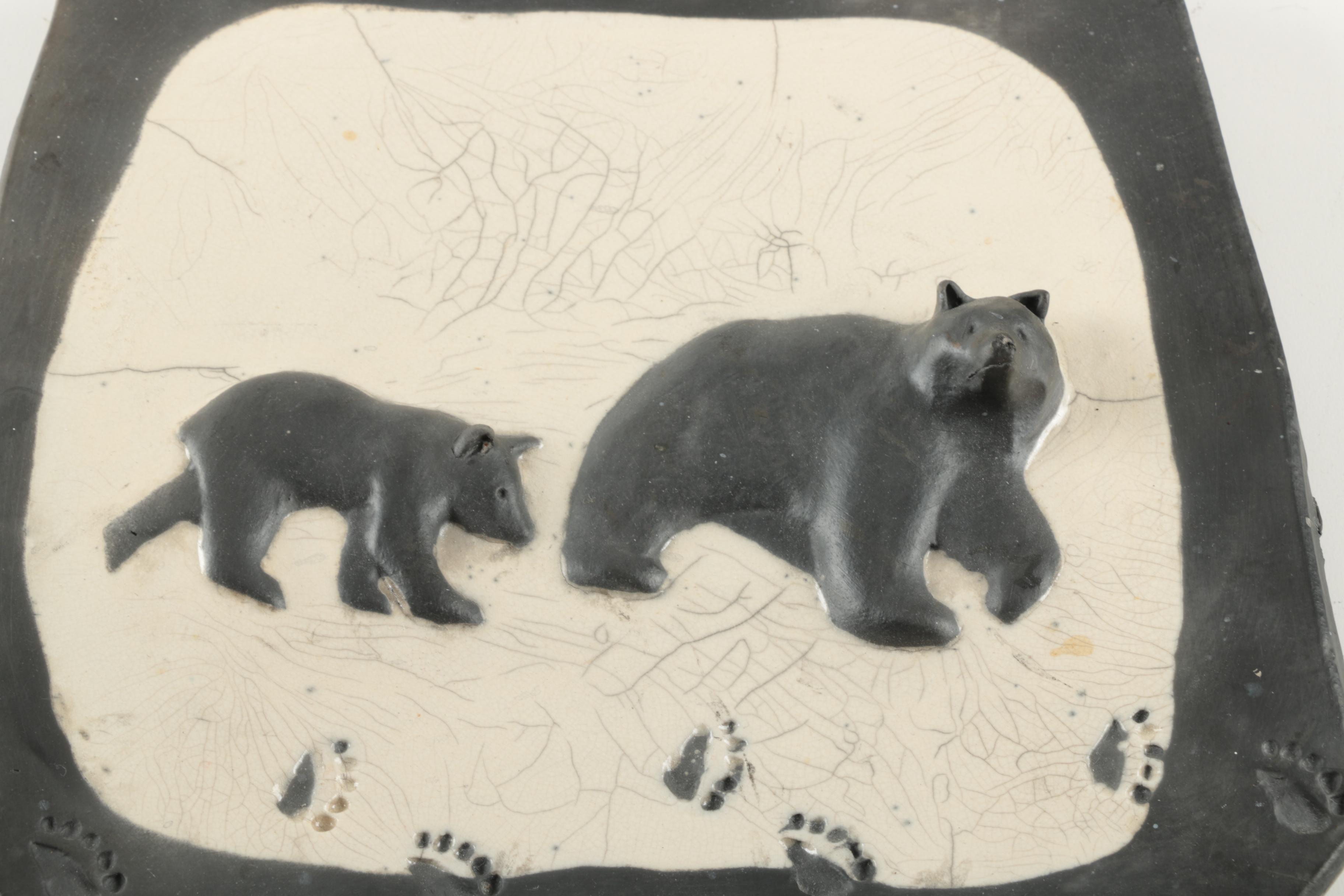 Jan Hurd Handbuilt Sculpted Bear Plate