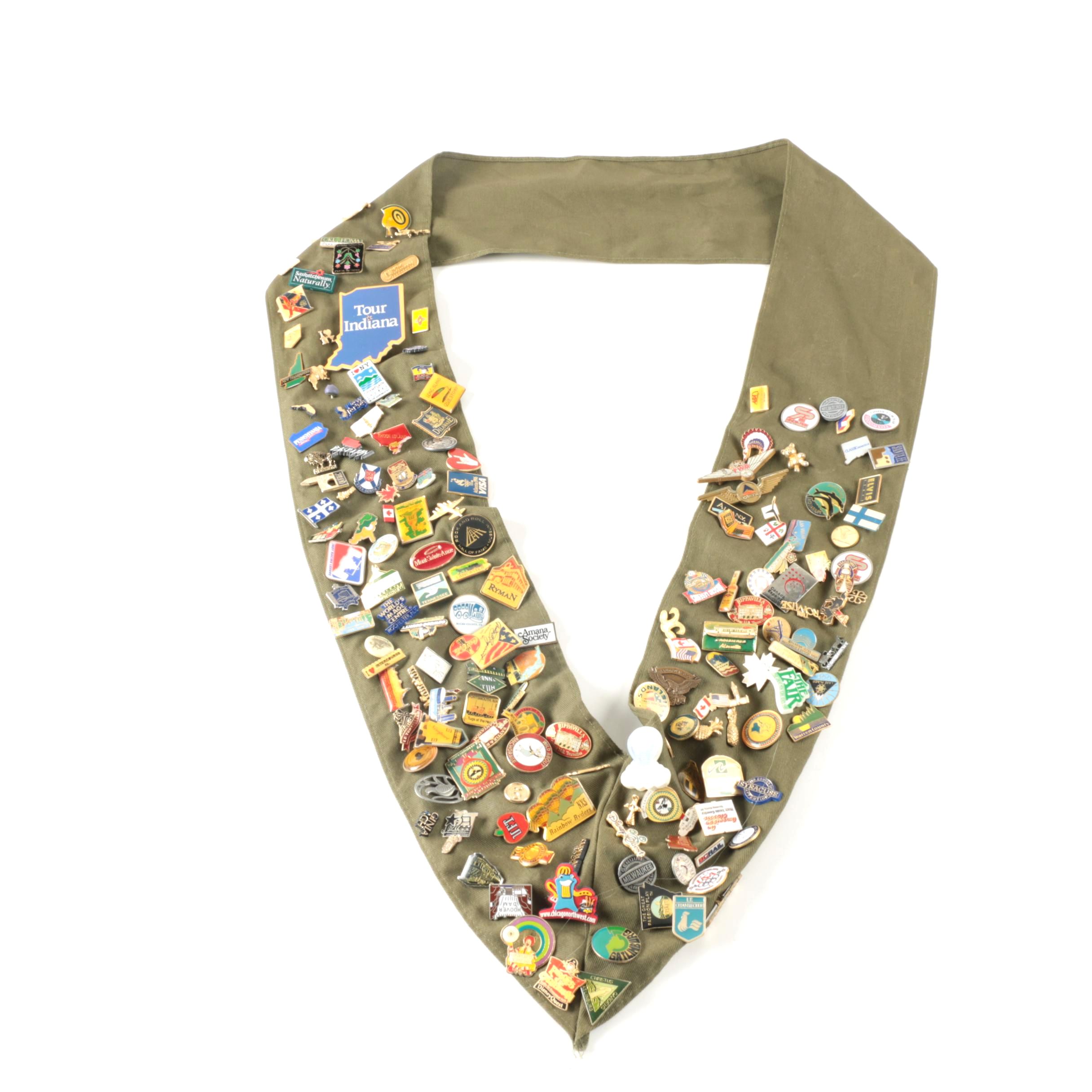 Collection of Pinbacks on Boy Scout Sash