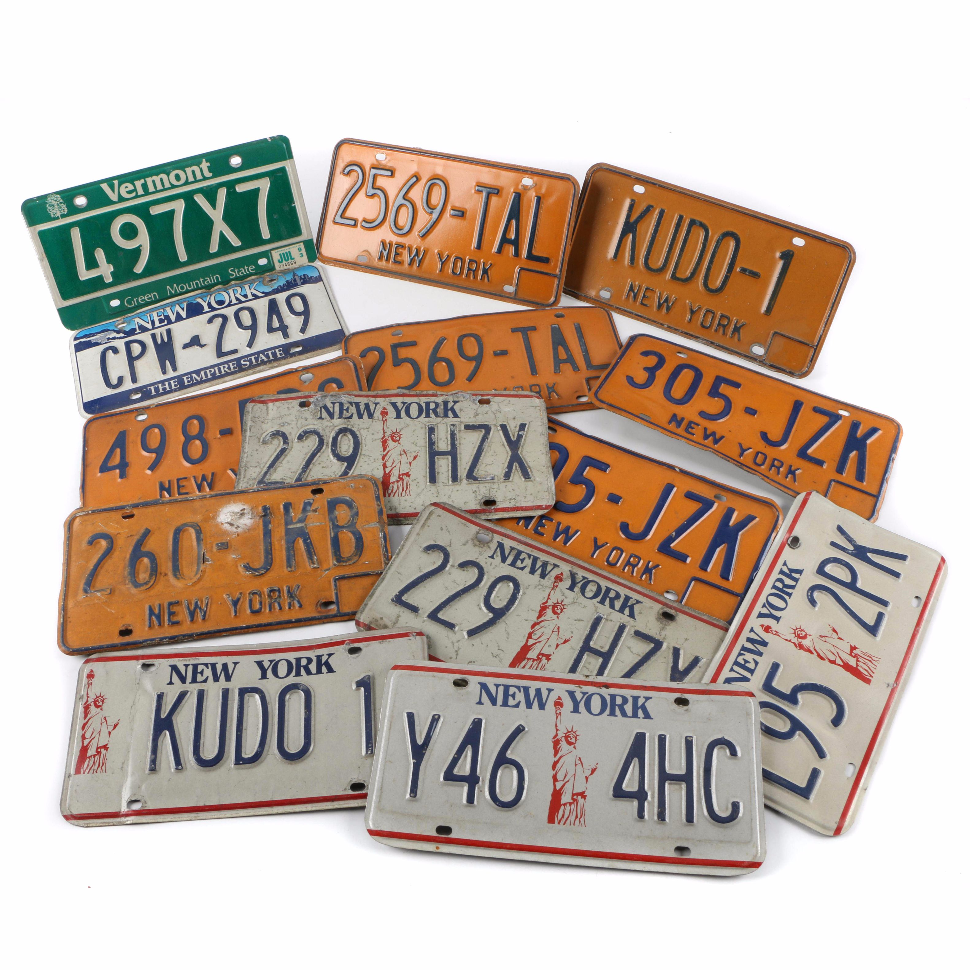 New York and Vermont Automobile License Plates