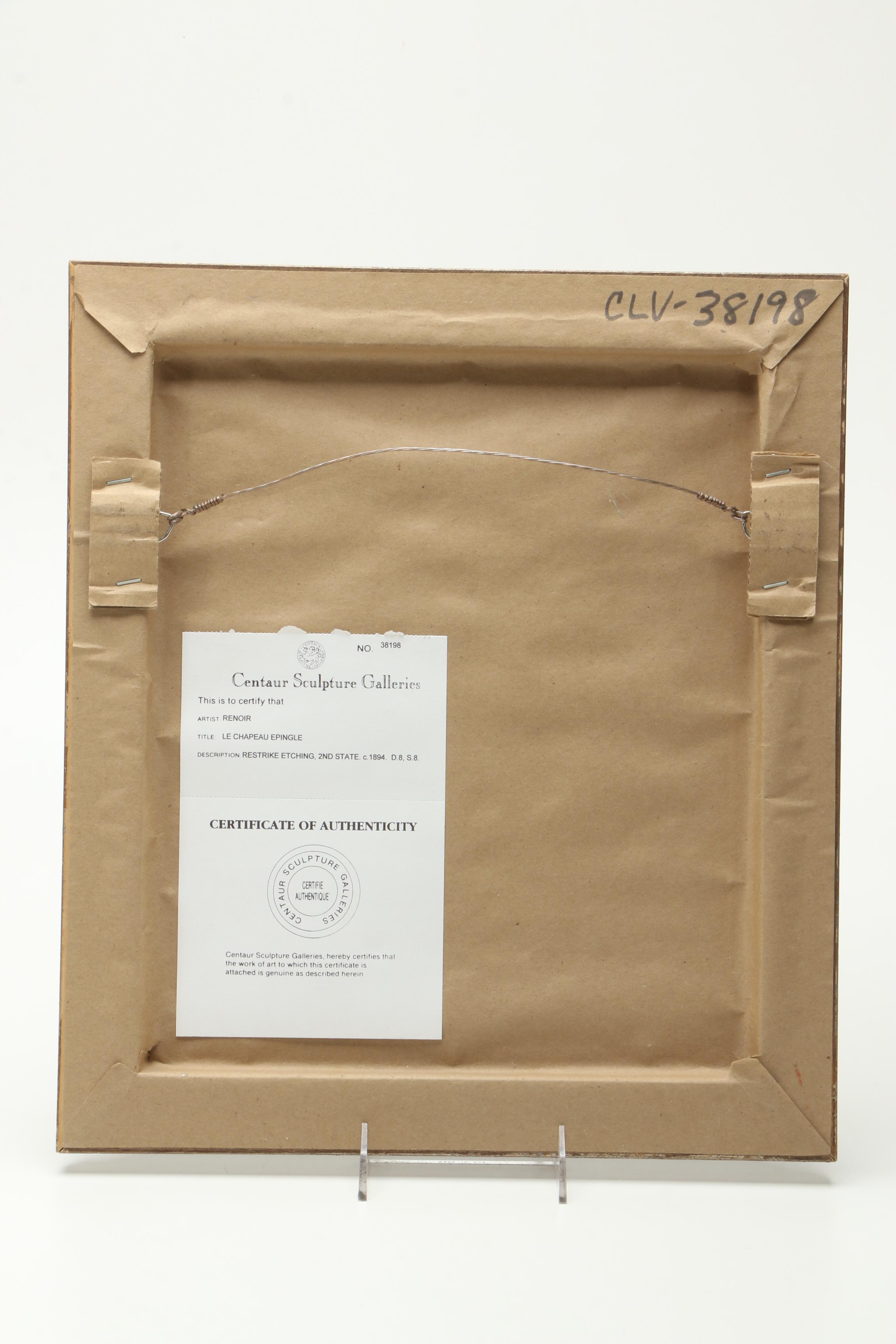 Restrike Etching on Paper After Pierre-Auguste Renoir "Le Chapeau Épinglé"