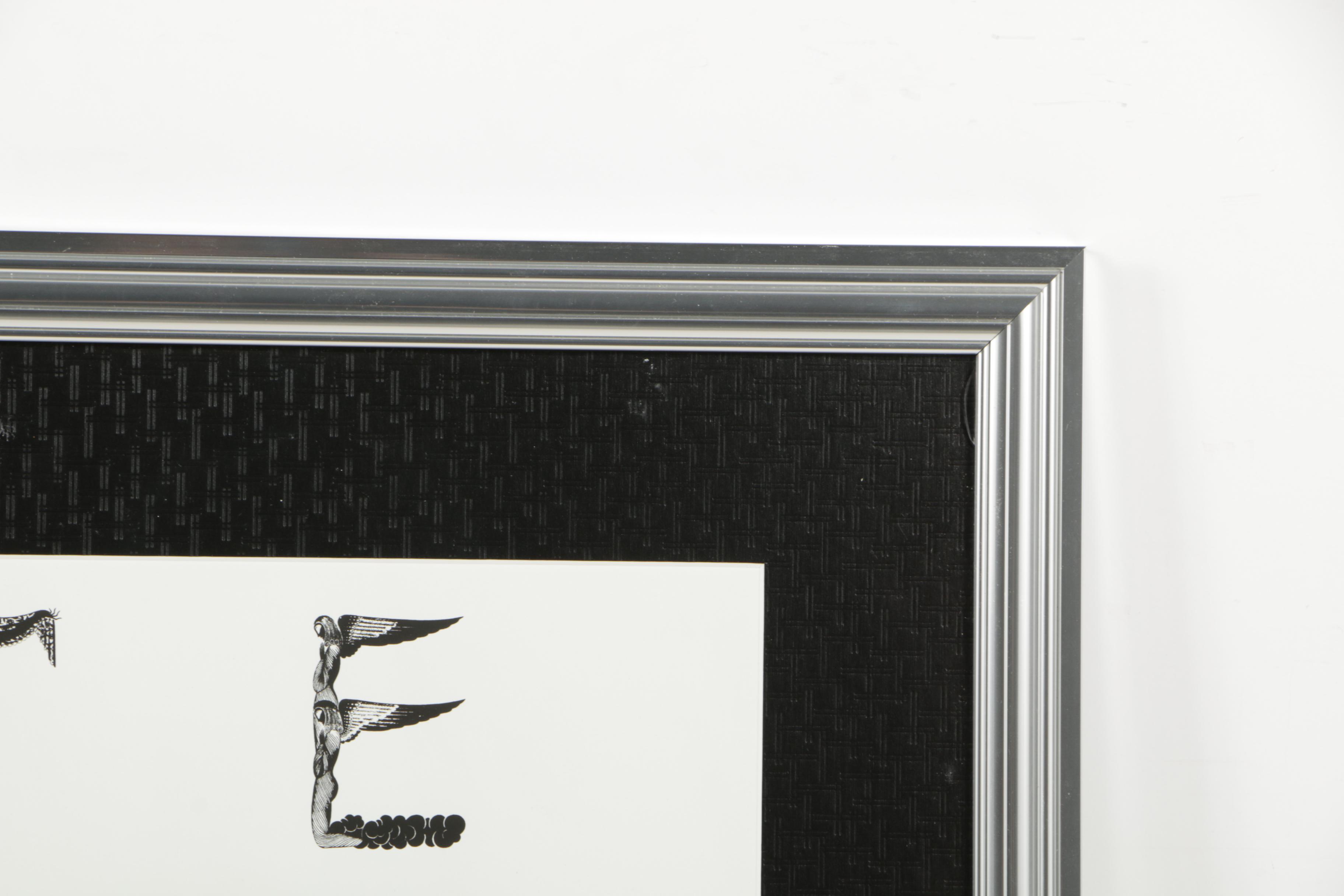 Erte Serigraph on Paper "Ebony In White"