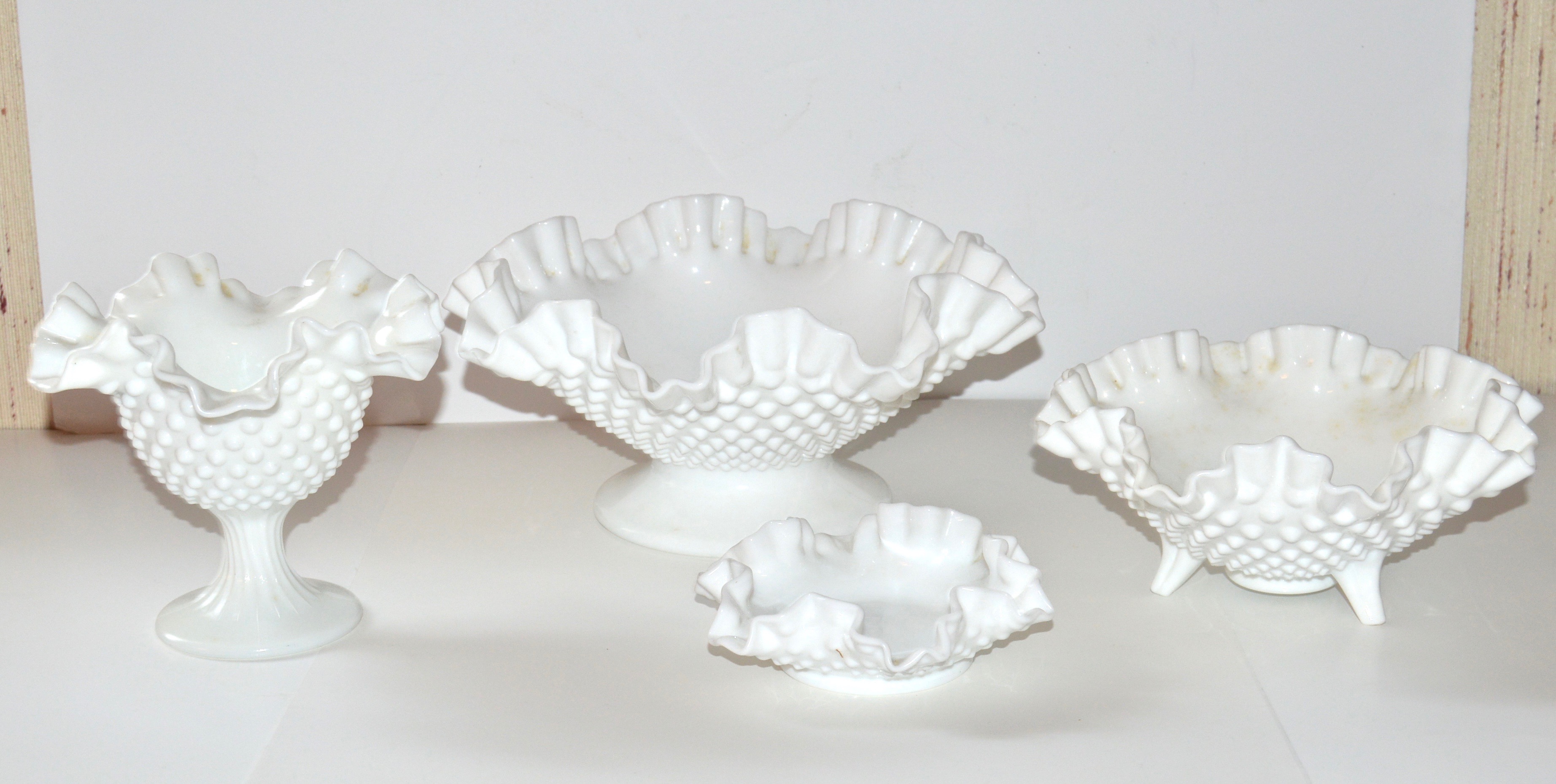 Fenton Hobnail Milk Glass Candy Dishes