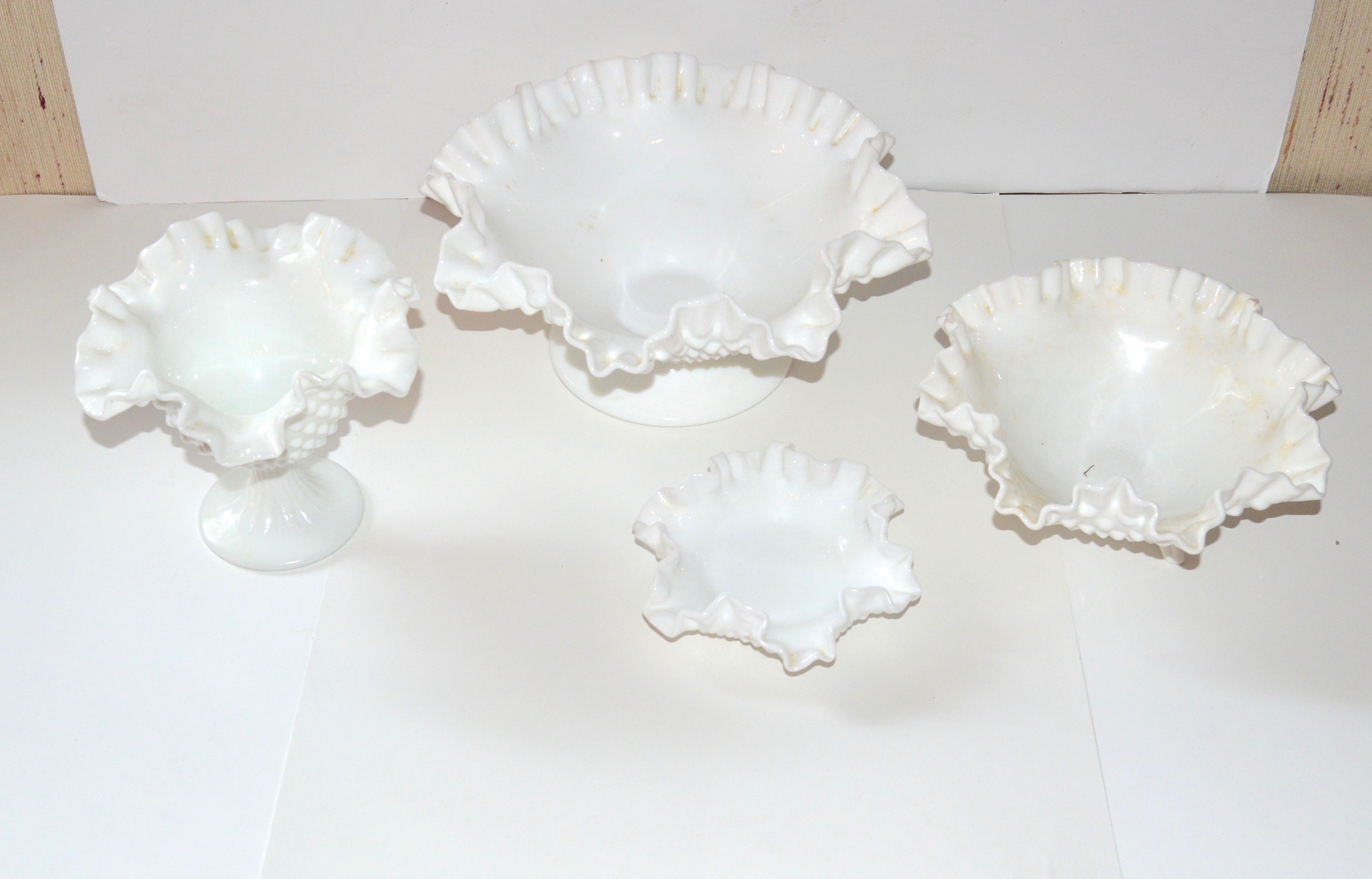 Fenton Hobnail Milk Glass Candy Dishes