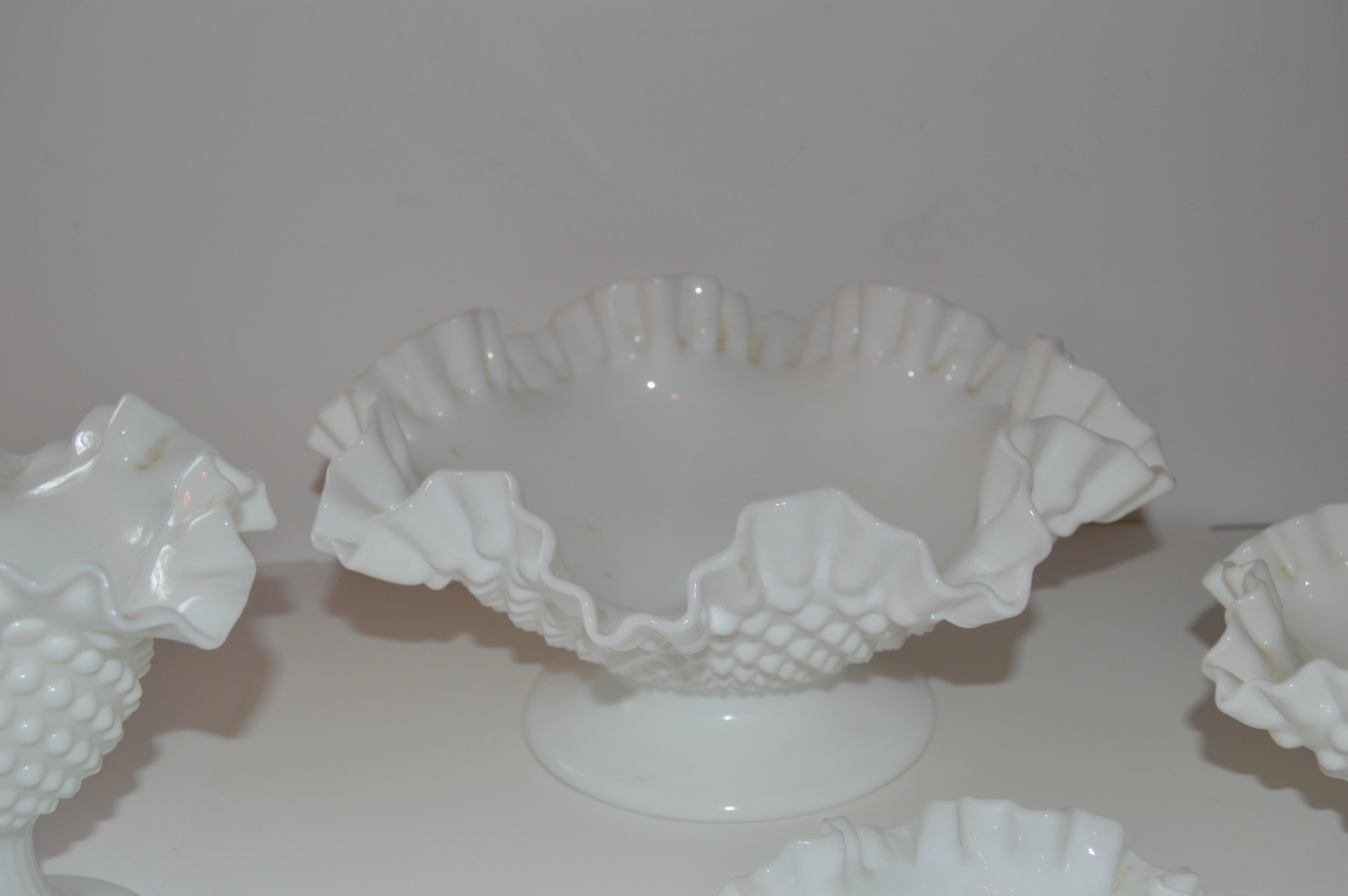 Fenton Hobnail Milk Glass Candy Dishes