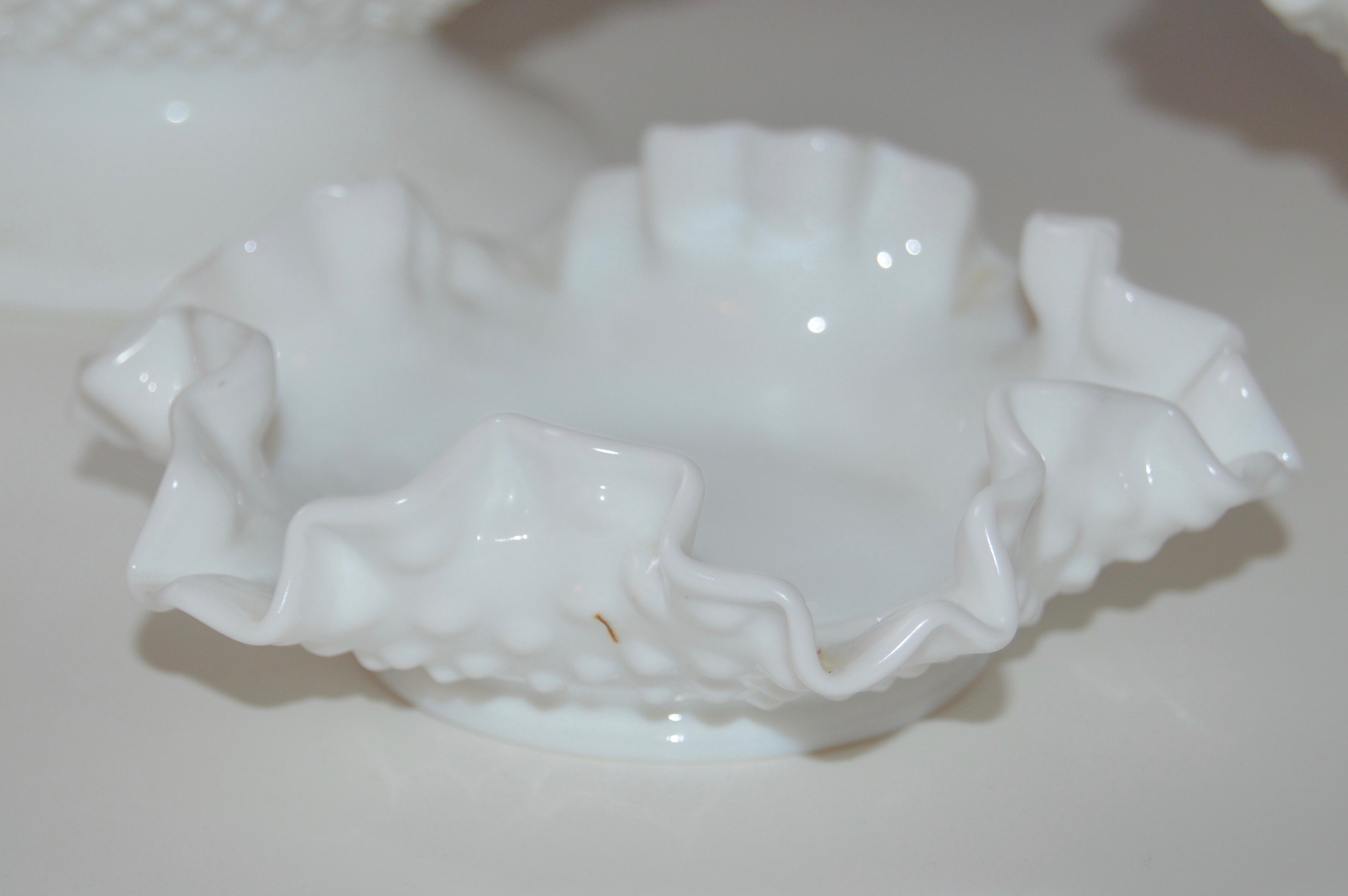 Fenton Hobnail Milk Glass Candy Dishes