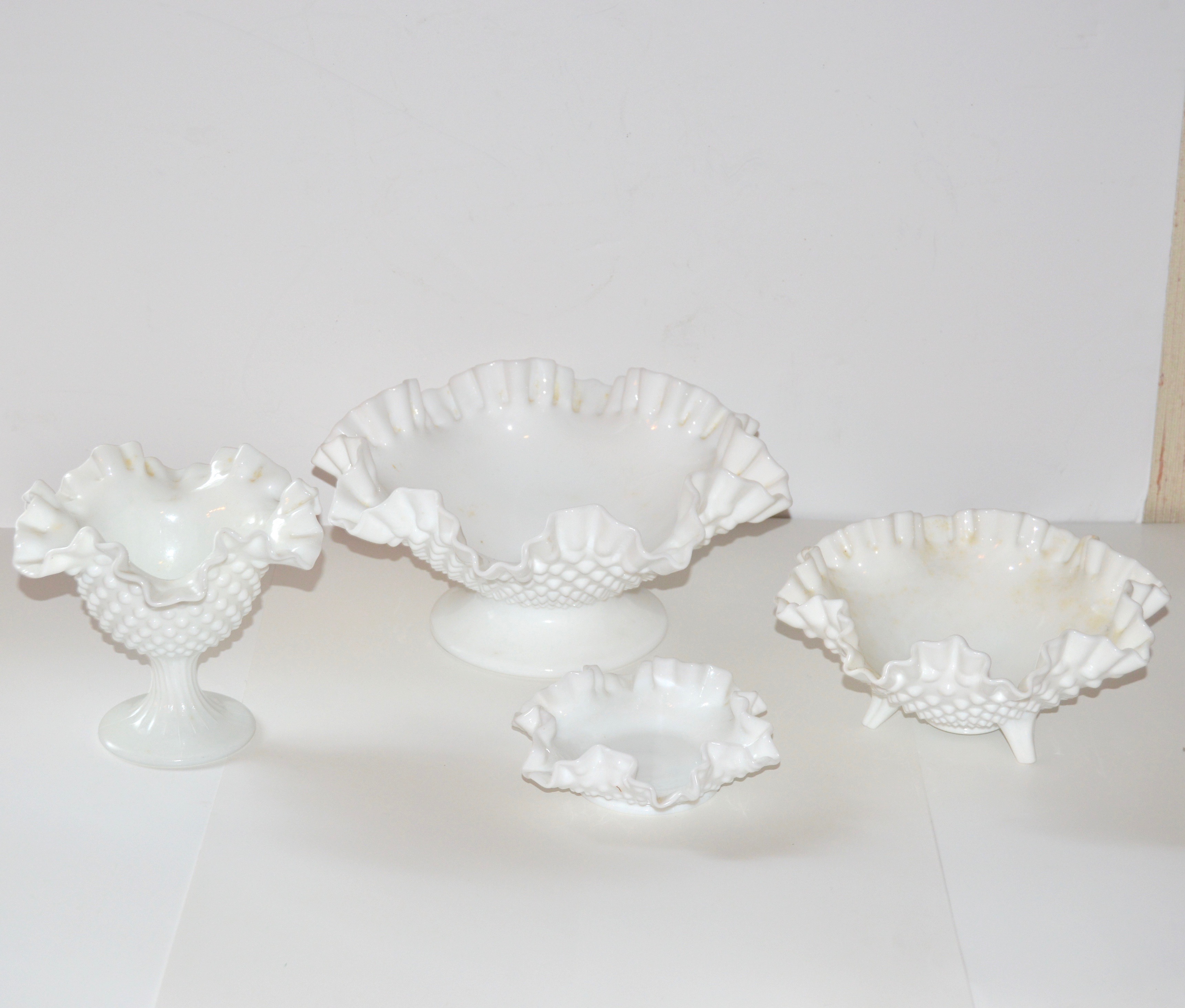 Fenton Hobnail Milk Glass Candy Dishes