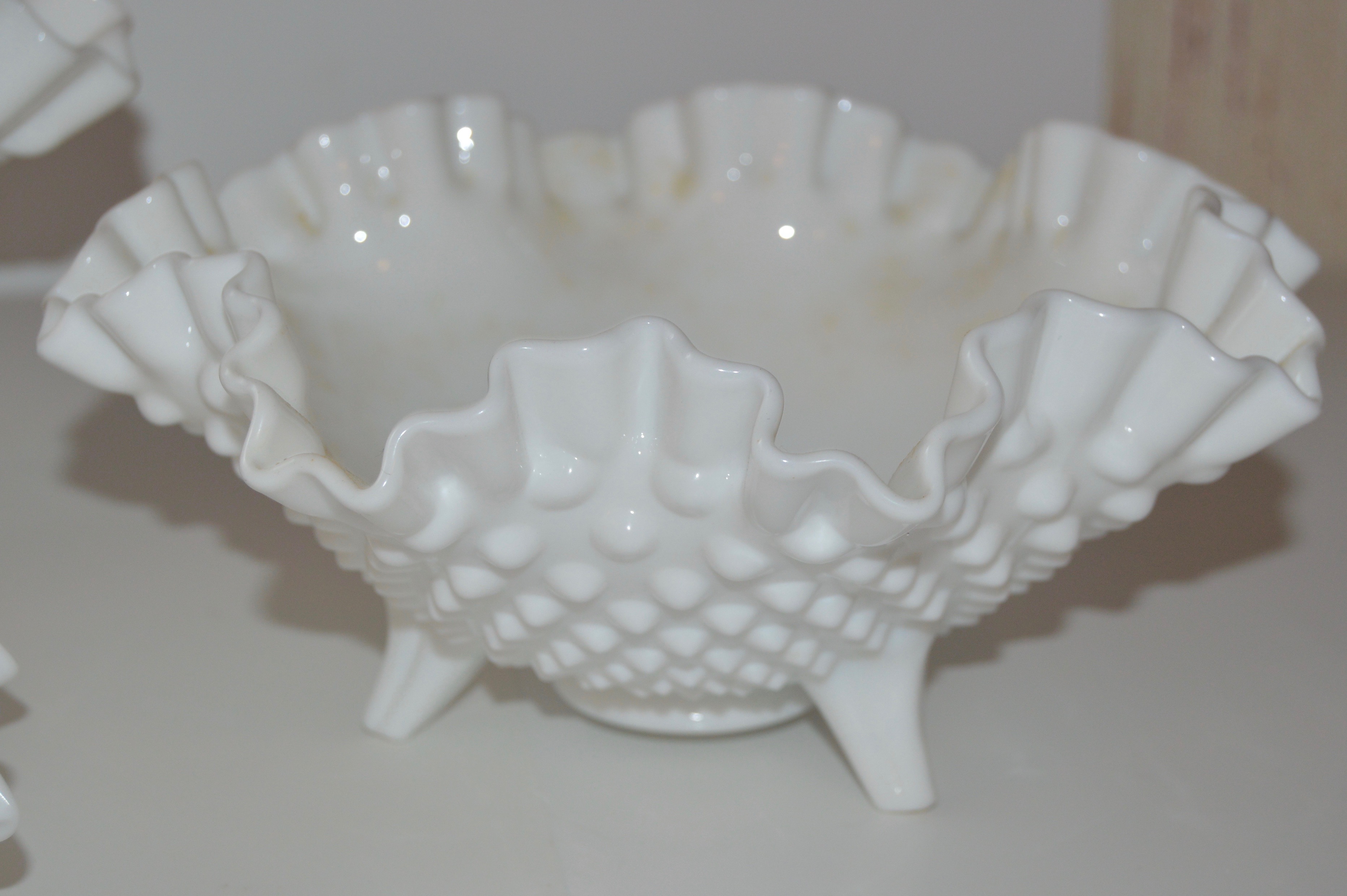Fenton Hobnail Milk Glass Candy Dishes