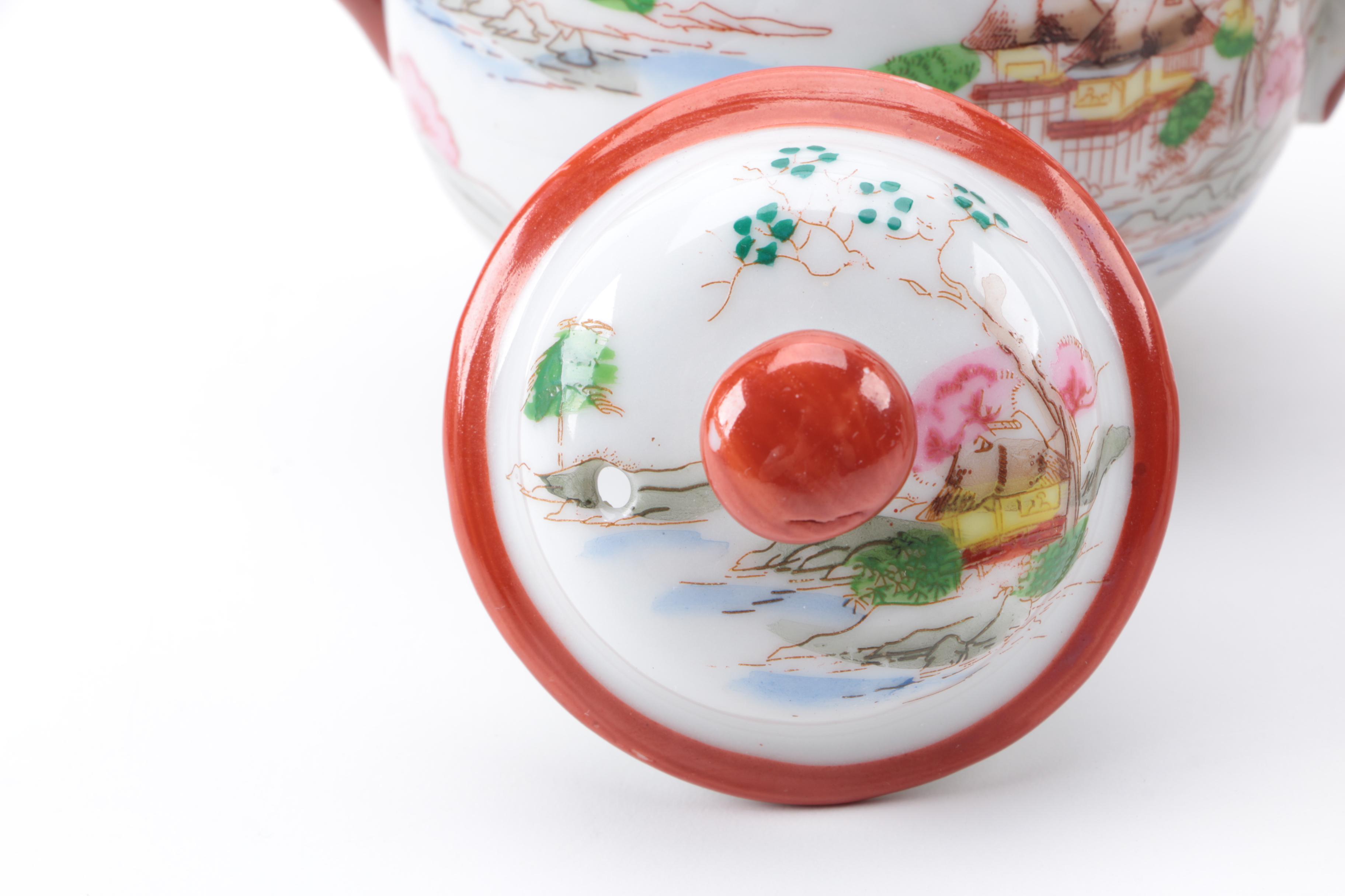 Japanese Ceramic Teapot and Lidded Jar