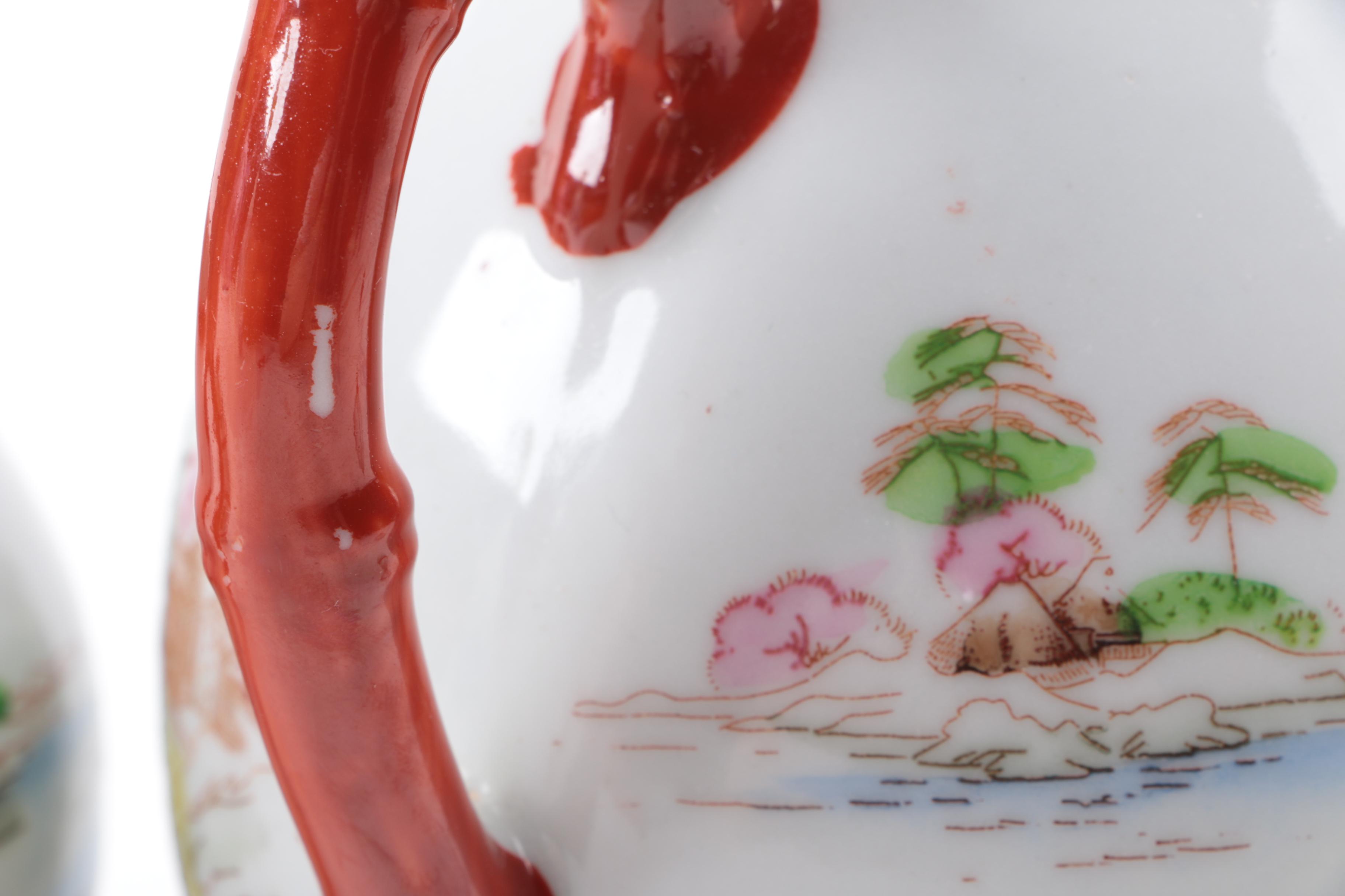 Japanese Ceramic Teapot and Lidded Jar