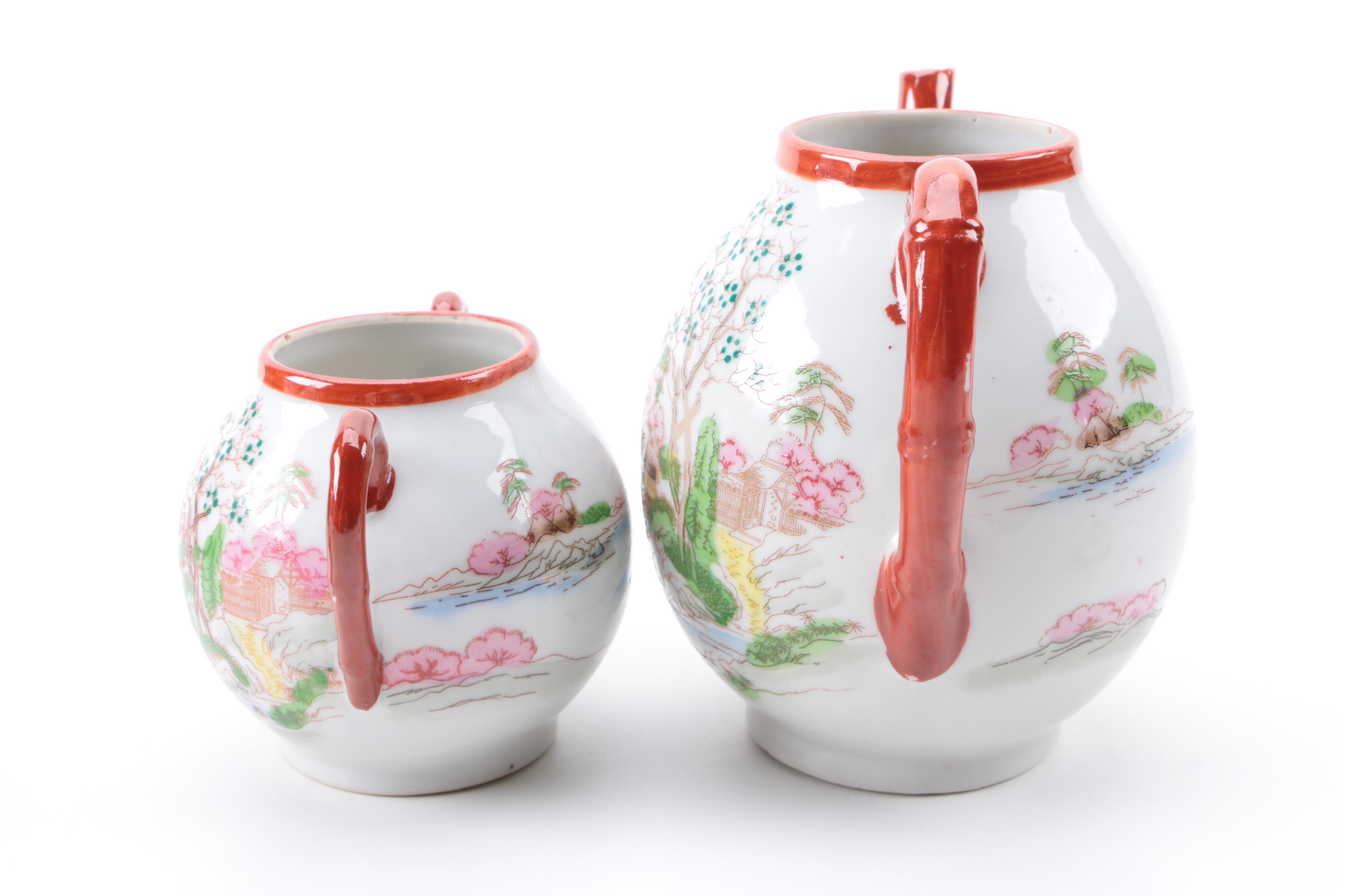 Japanese Ceramic Teapot and Lidded Jar