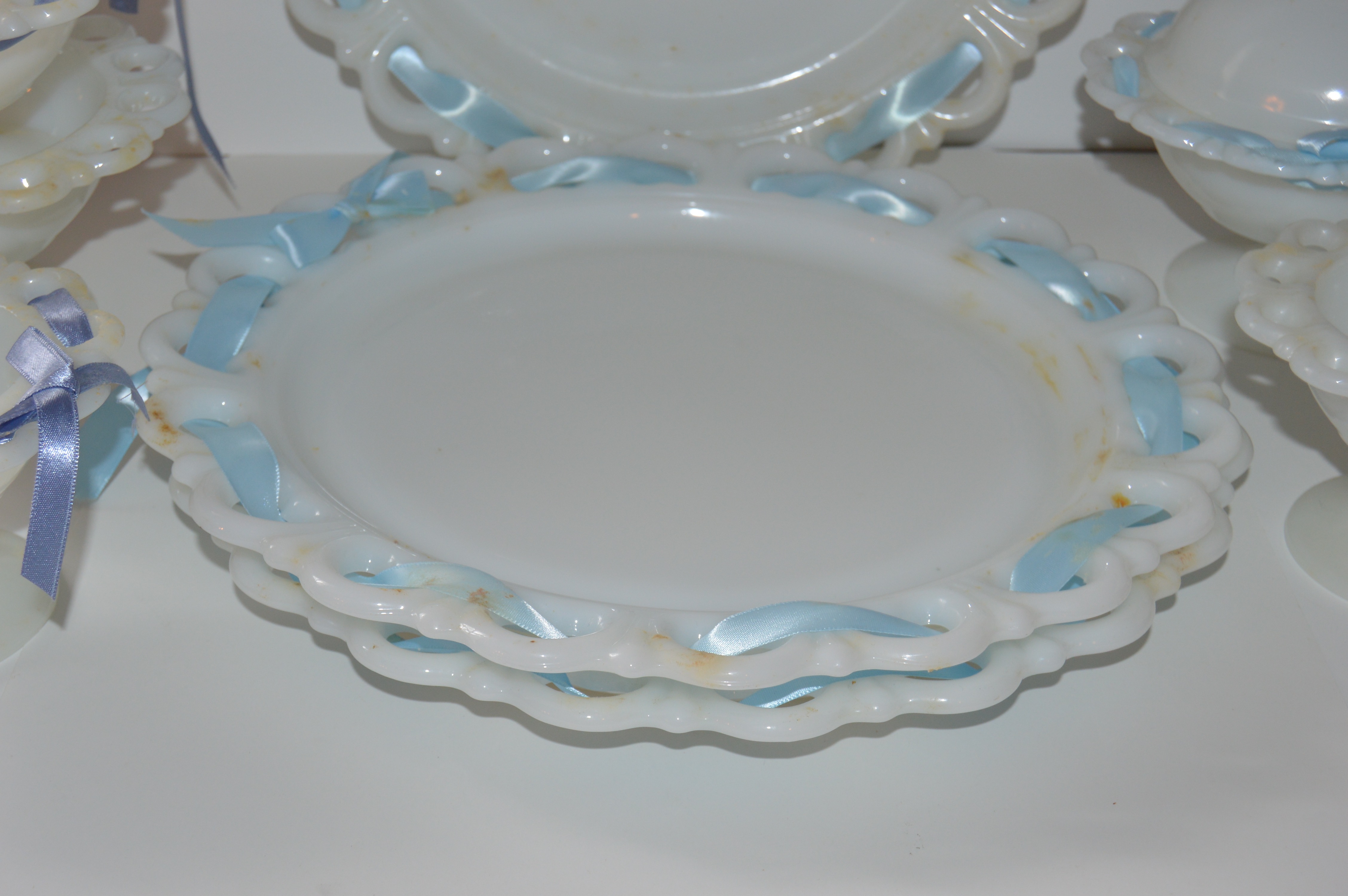 Anchor Hocking "Old Colony" Lace Edge Milk Glass Collection