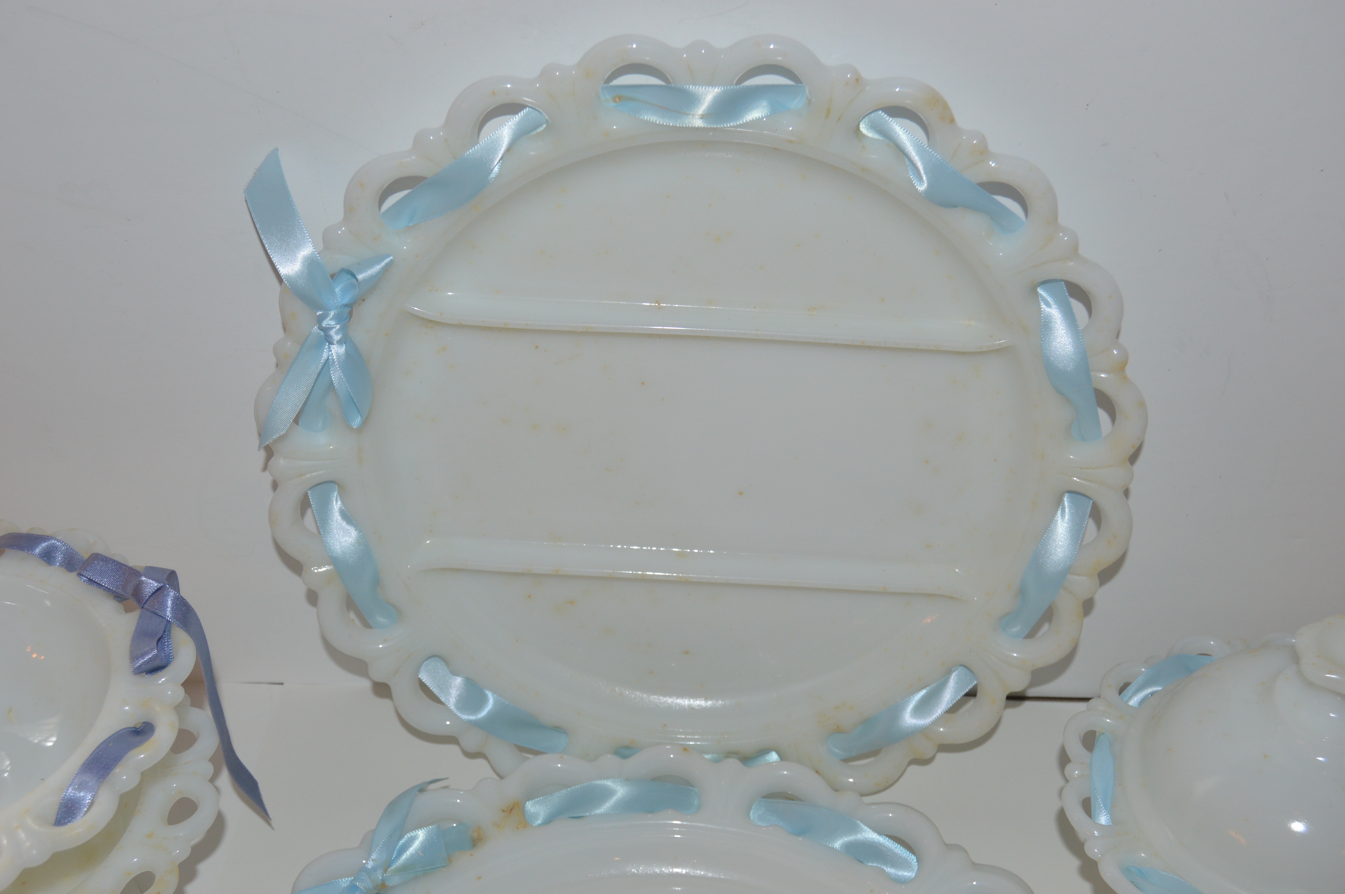 Anchor Hocking "Old Colony" Lace Edge Milk Glass Collection