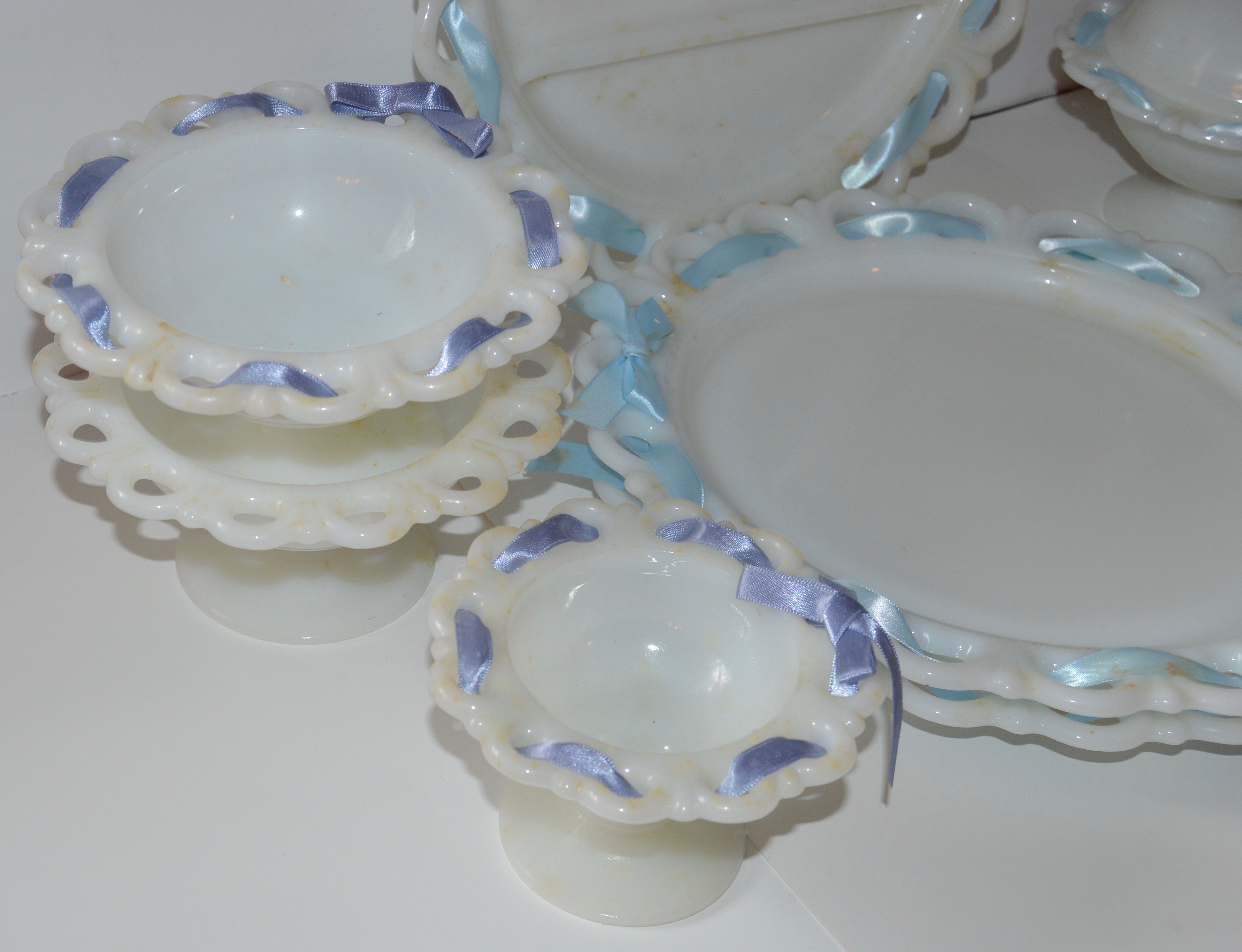 Anchor Hocking "Old Colony" Lace Edge Milk Glass Collection