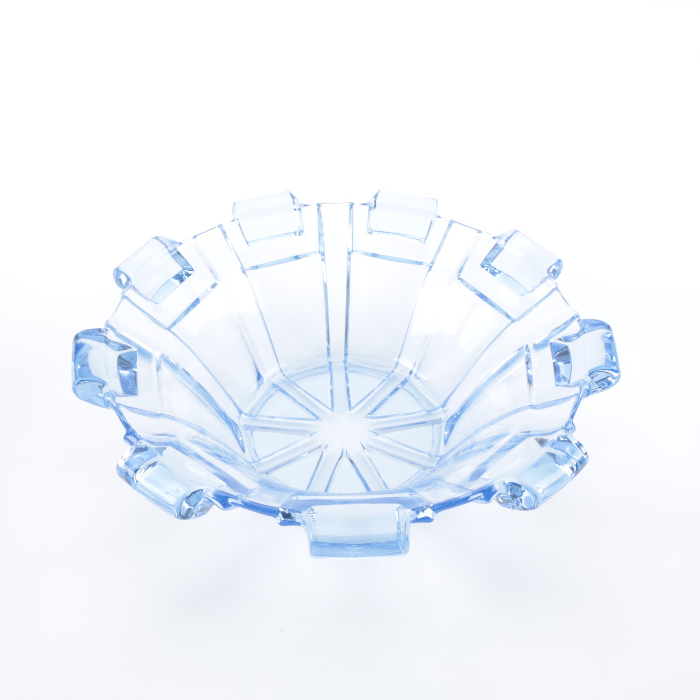 Blue Glass Art Deco Style Bowl