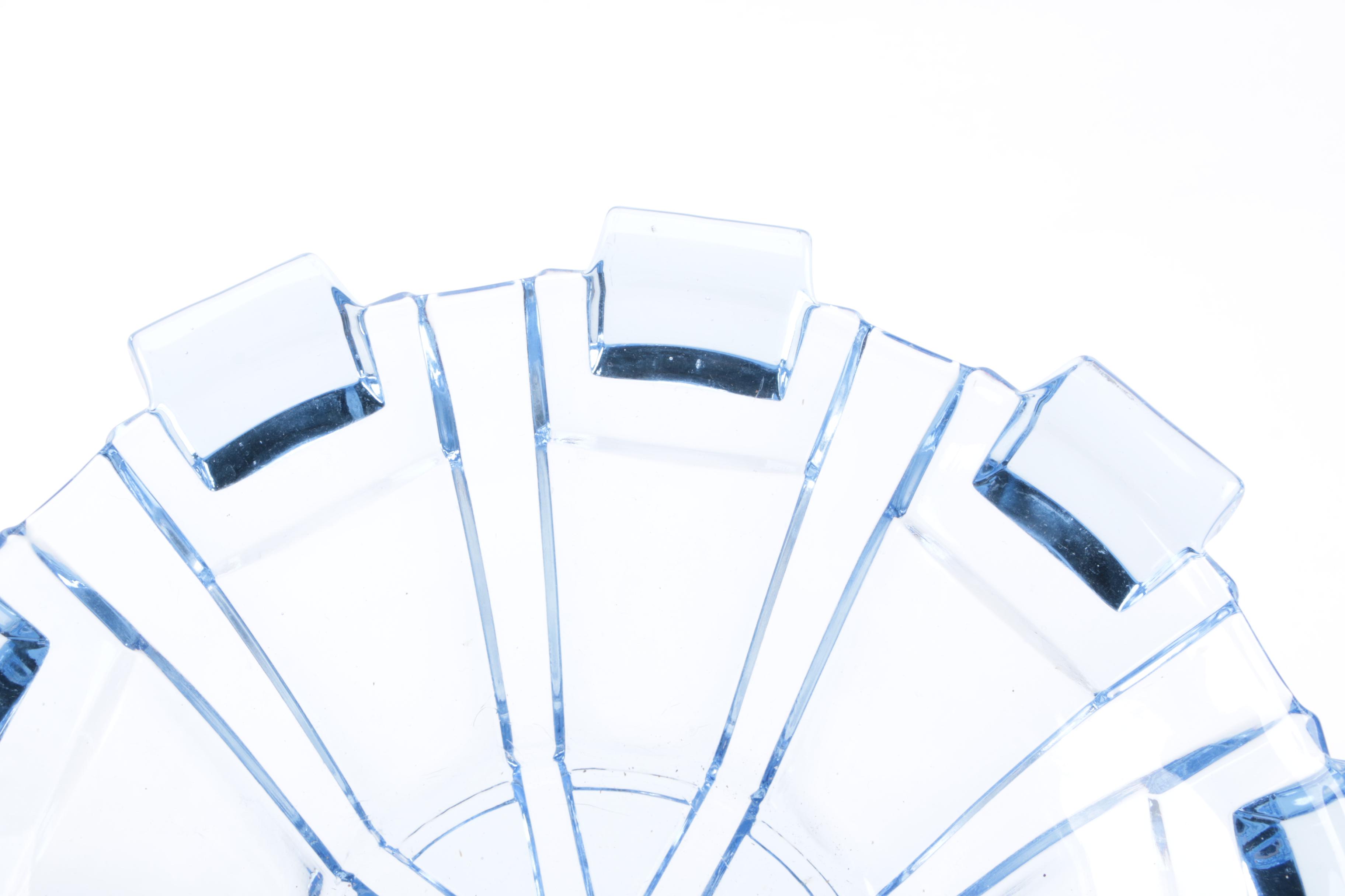 Blue Glass Art Deco Style Bowl