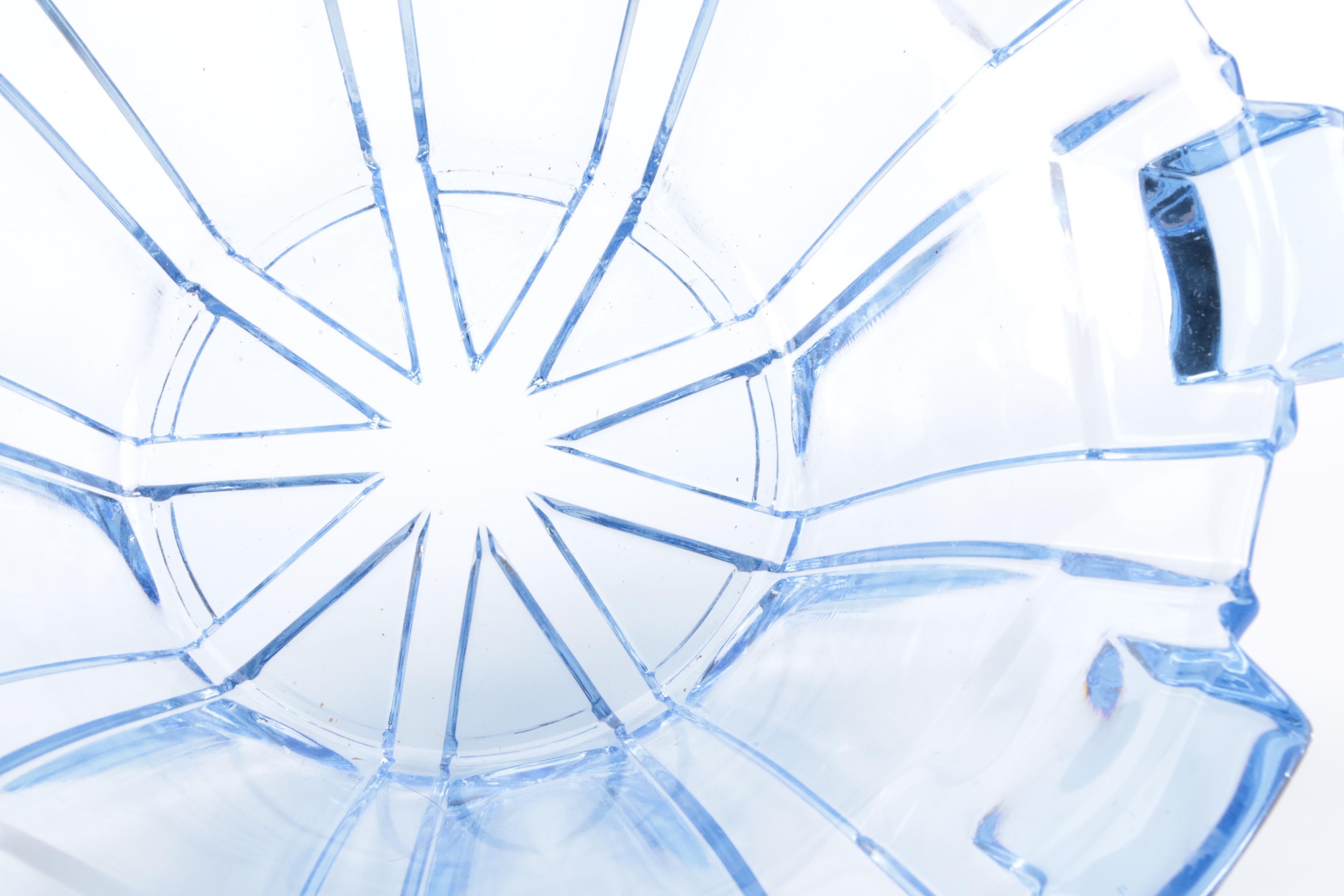 Blue Glass Art Deco Style Bowl