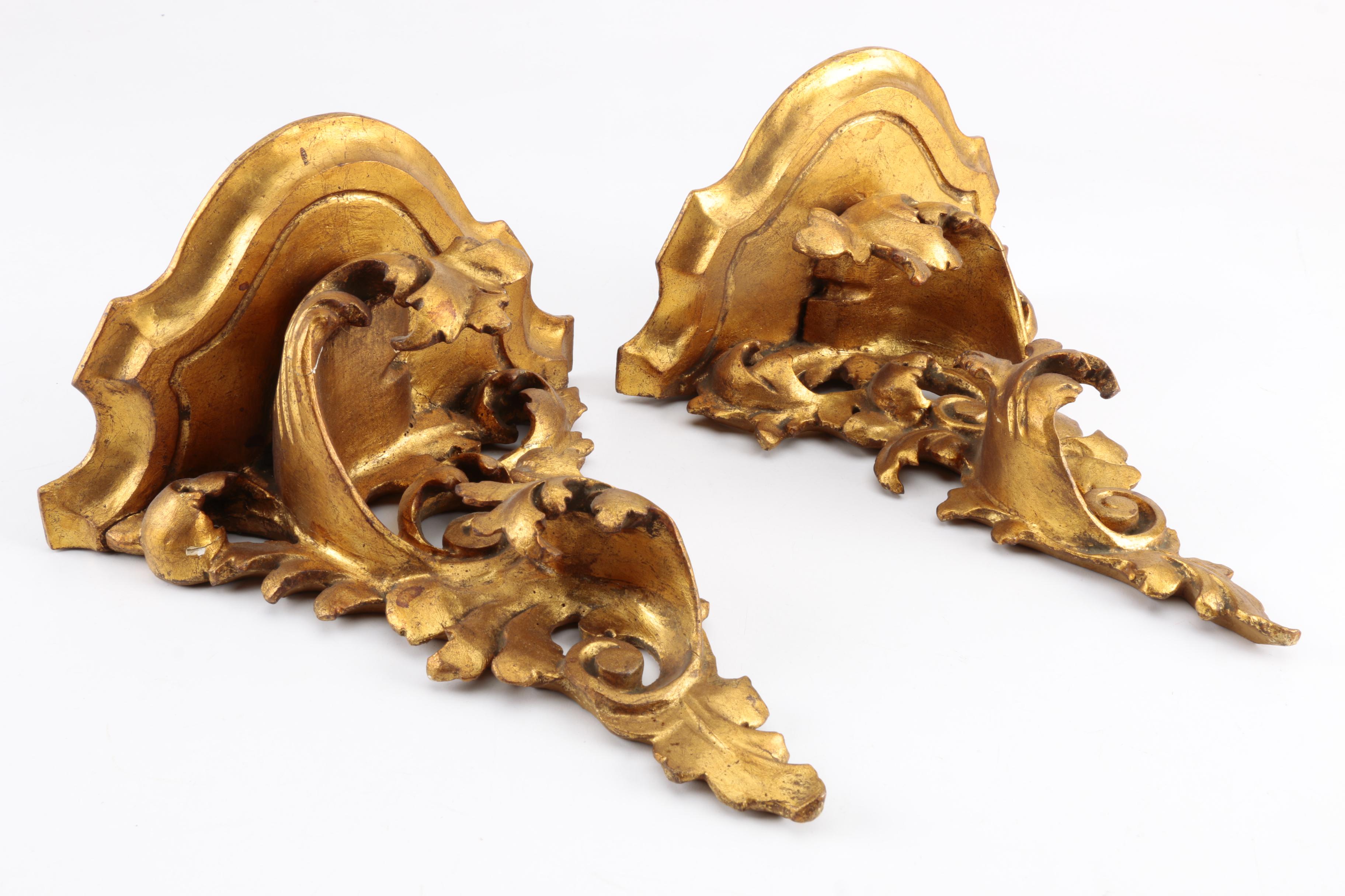 Italian Style Gilded Wall Shelves