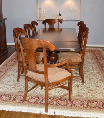 Arhaus Tuscany Dining Room Table and Eight Tuscany Dining Chairs