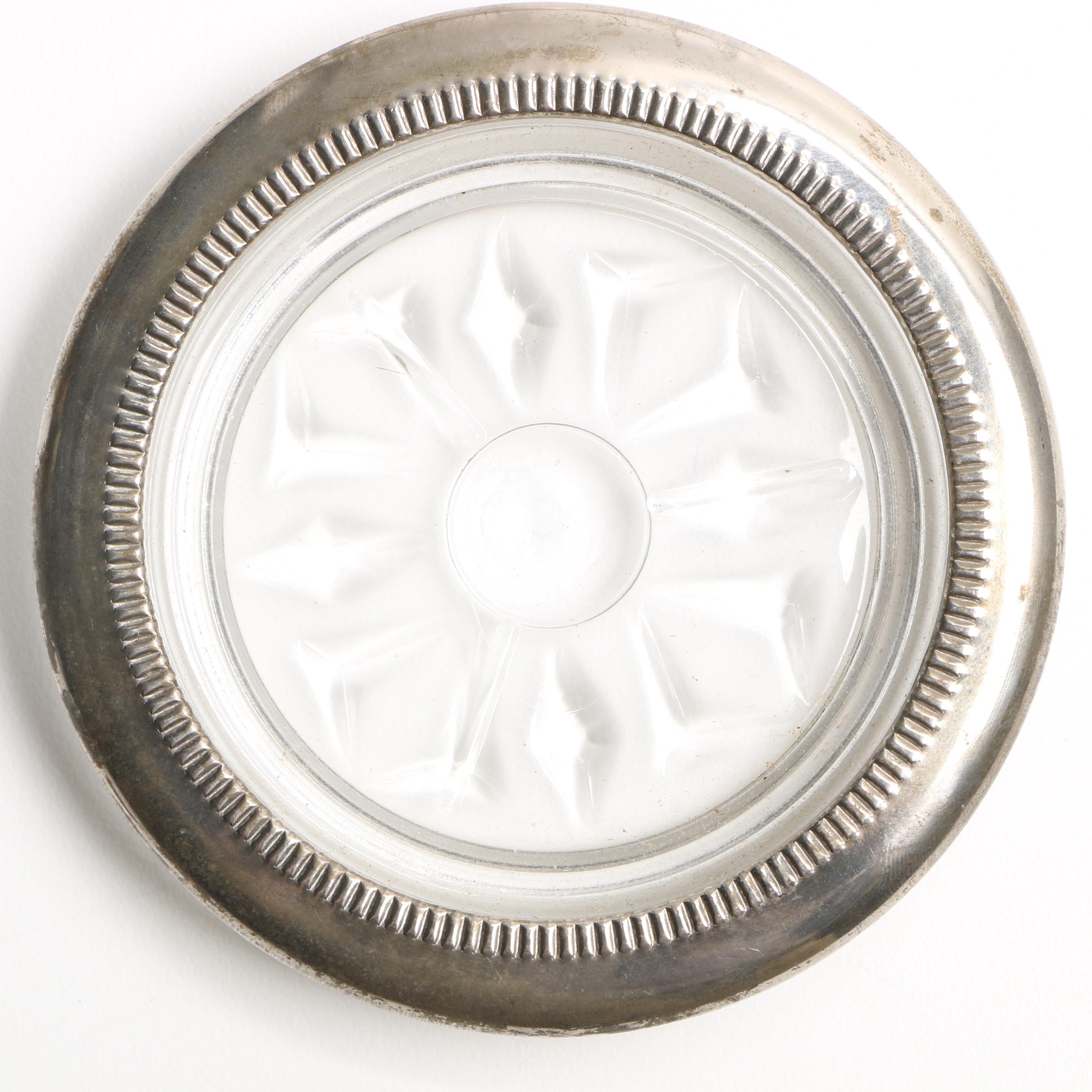Two Sets of Sterling Rimmed Glass Coasters