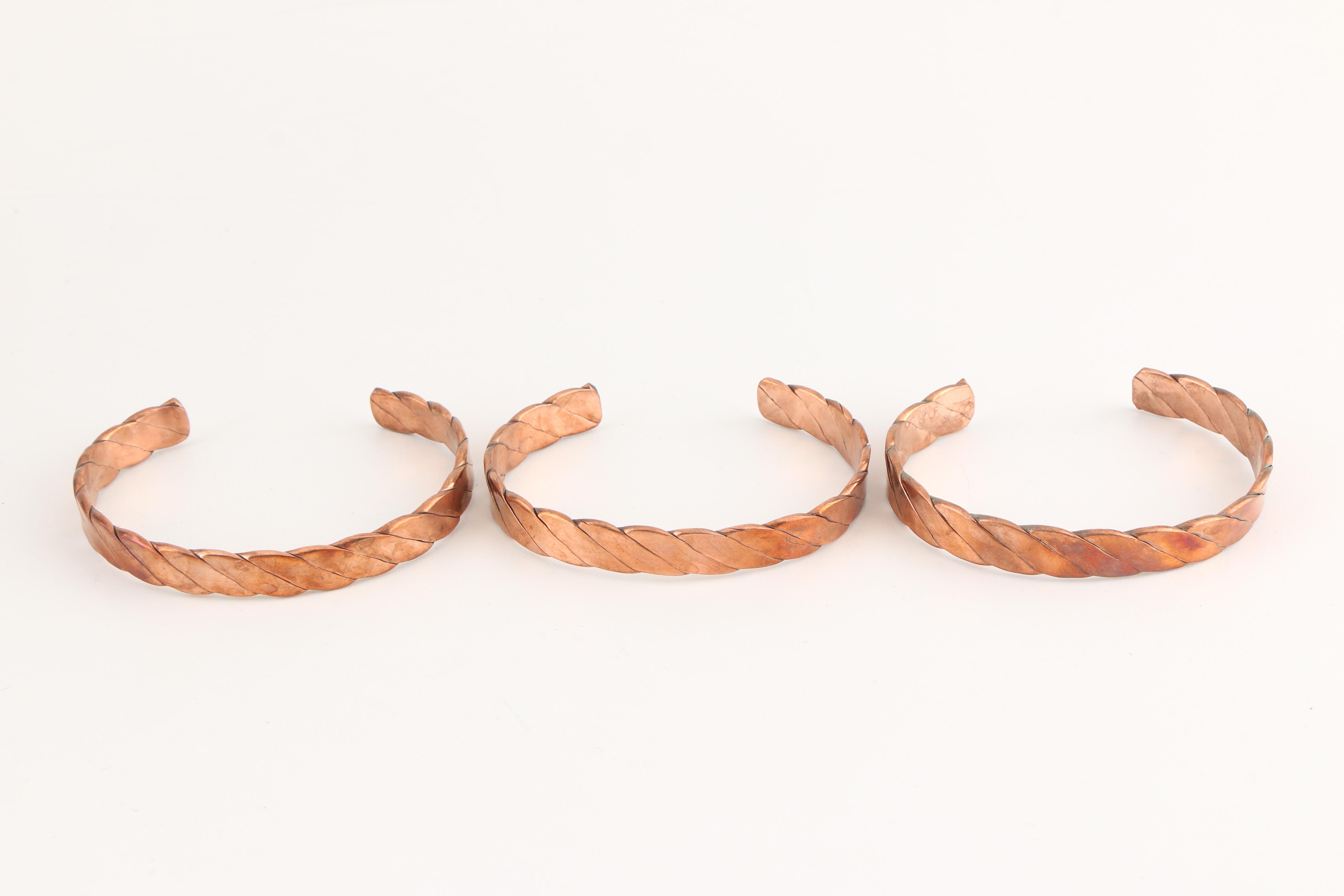 Assortment of Copper Toned Cuff Bracelets