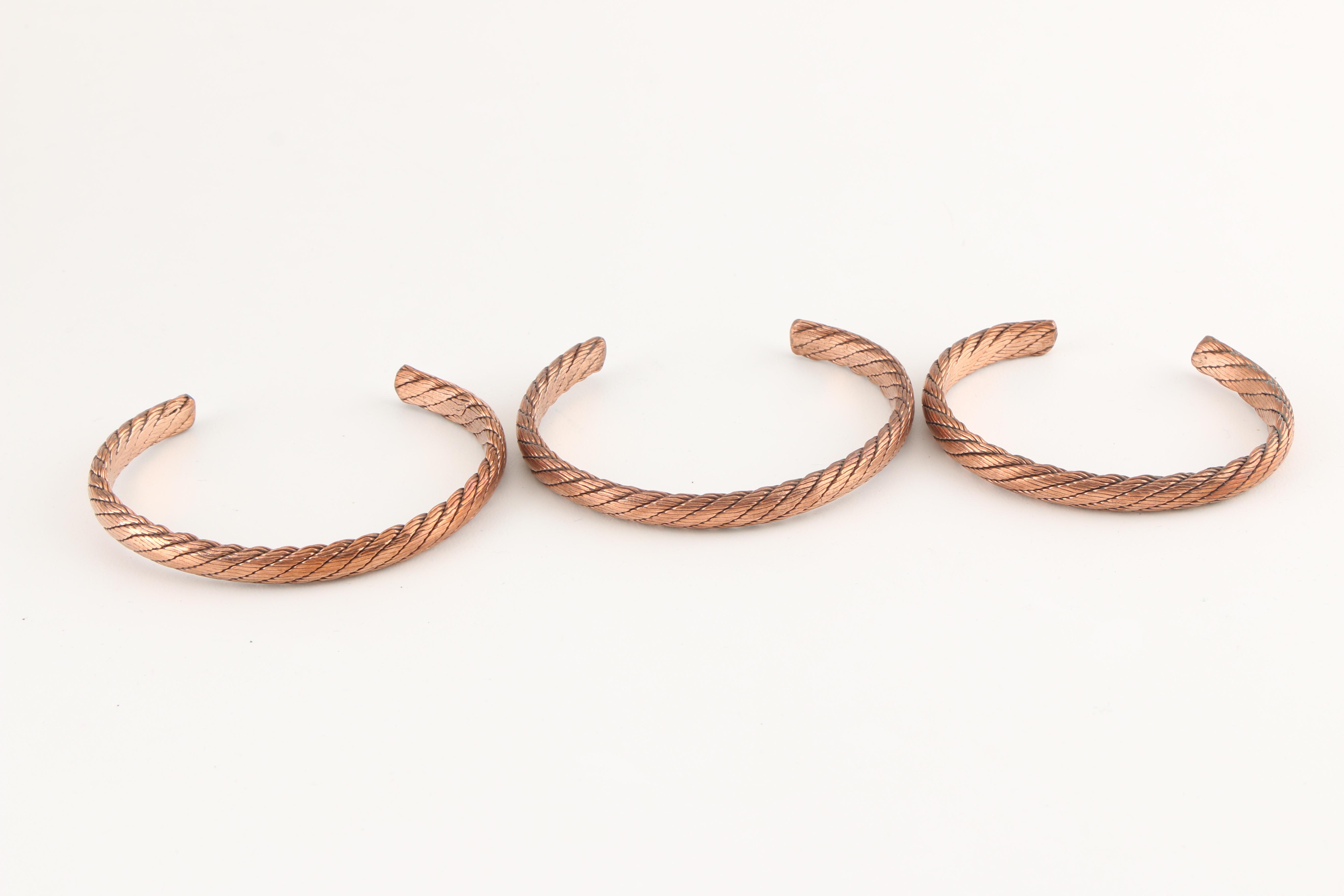 Assortment of Copper Toned Cuff Bracelets