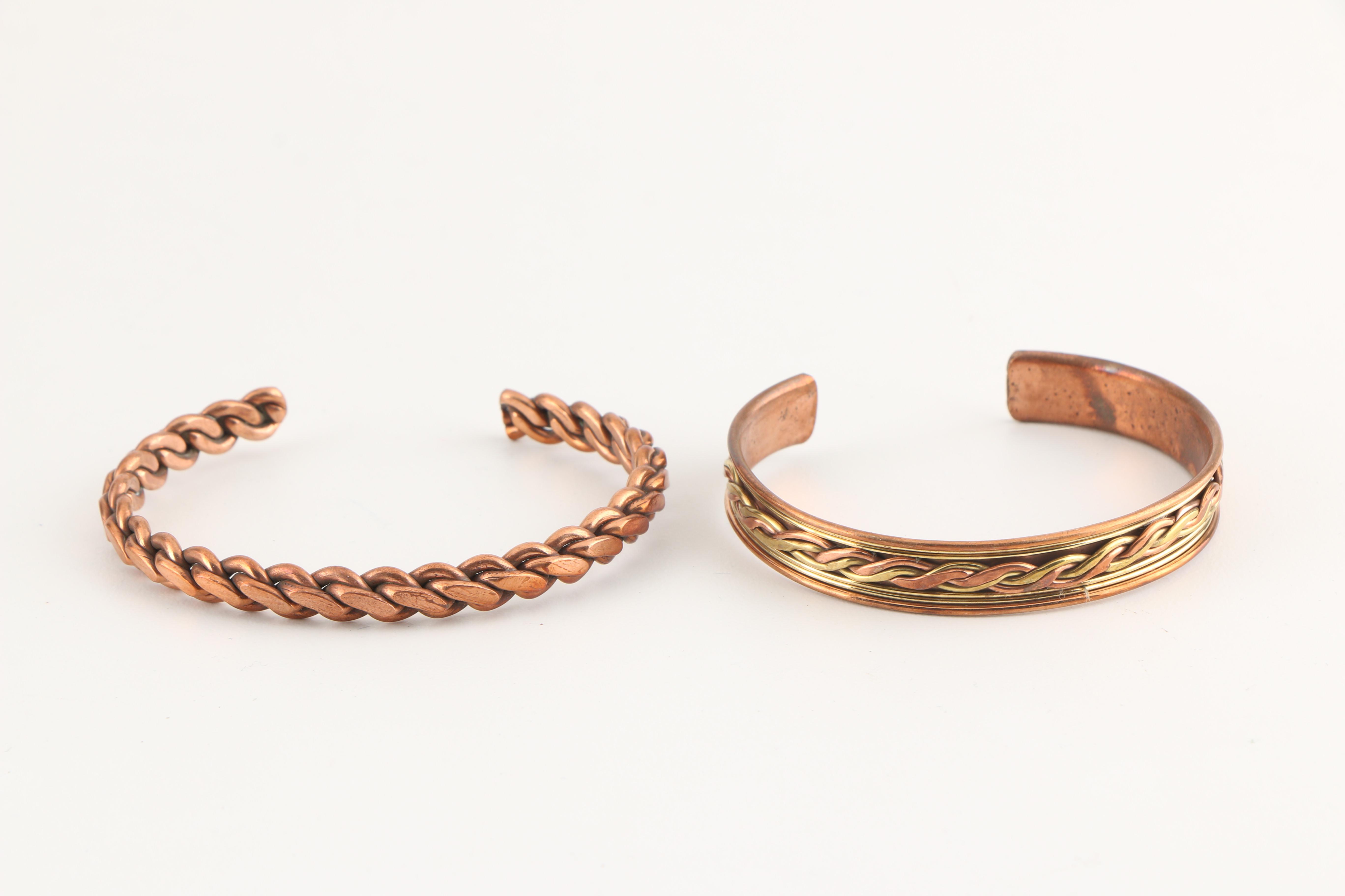 Assortment of Copper Toned Cuff Bracelets