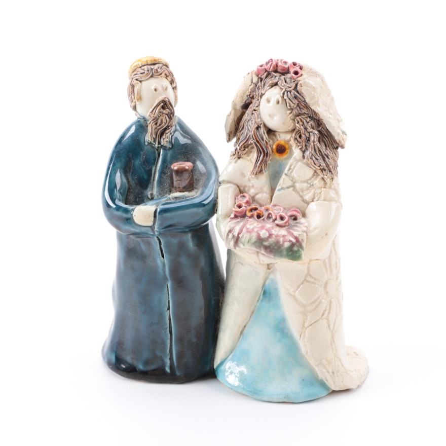 Israeli Ceramic Art Pottery Wedding Figurine