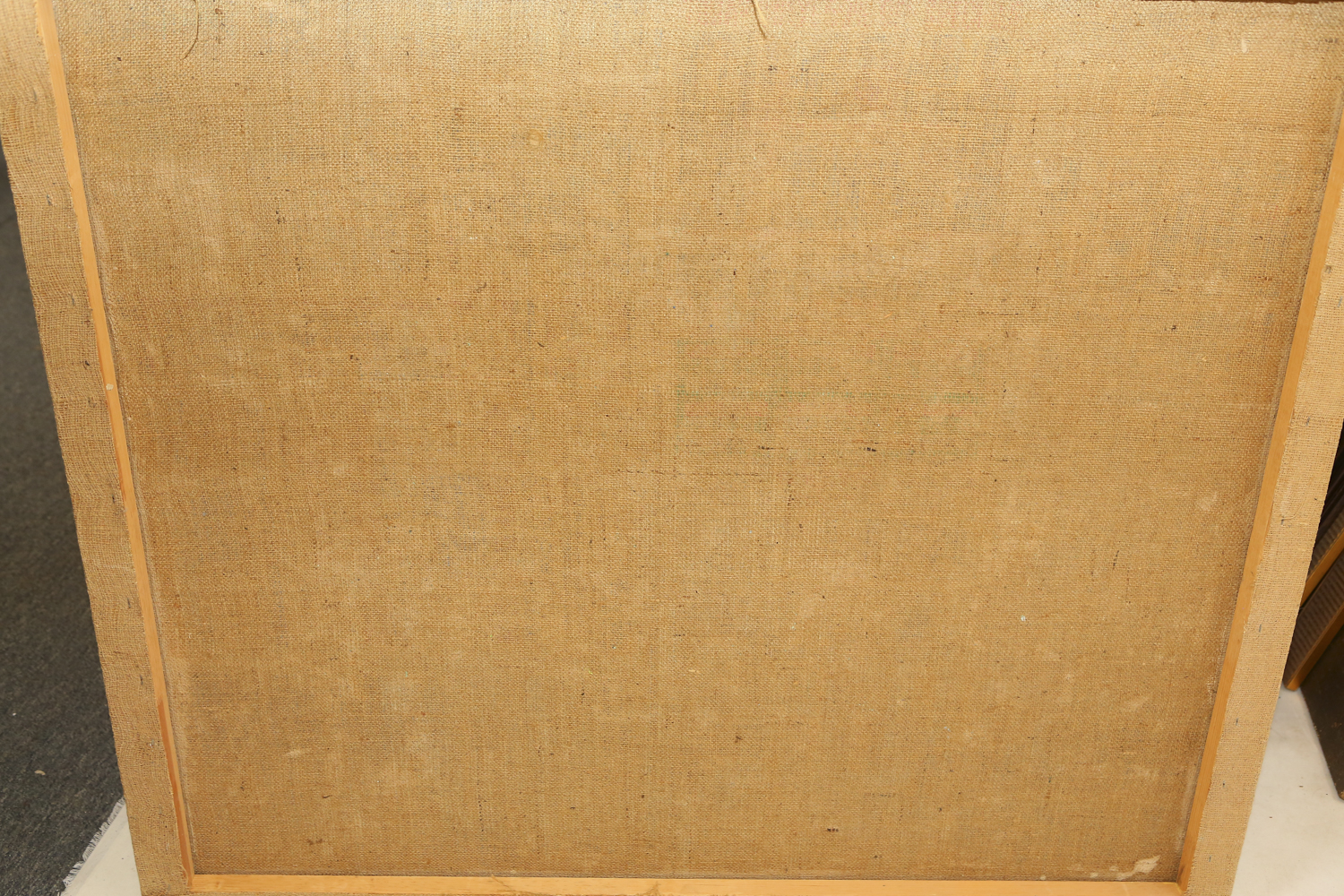 Jacques Lamy Oil Painting on Burlap Facade of Building