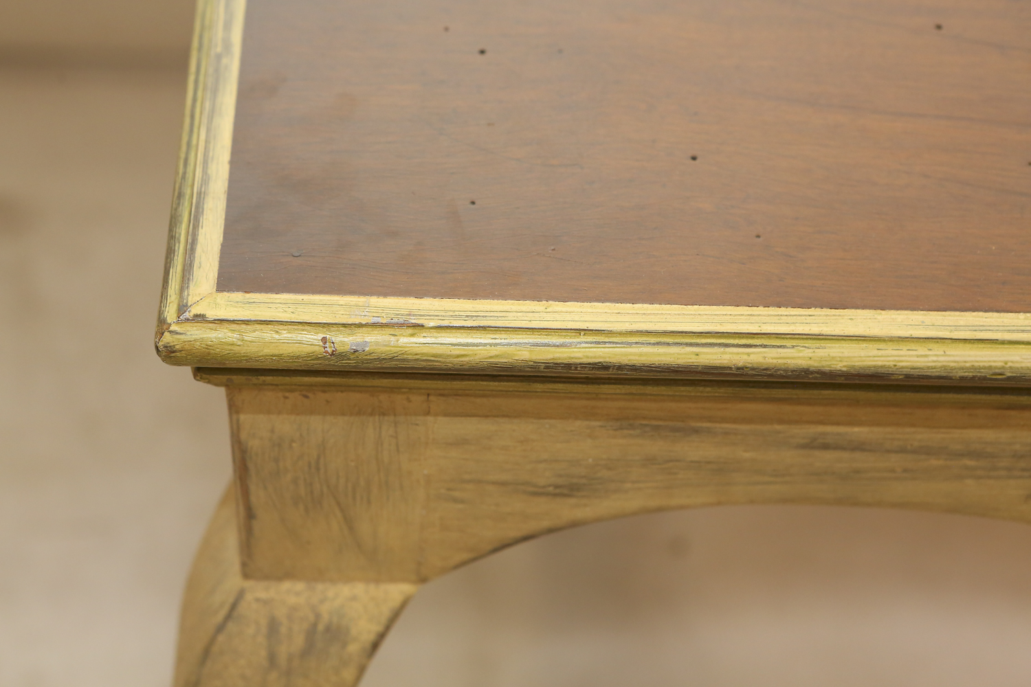 Wooden Table with Distressed Painted Legs