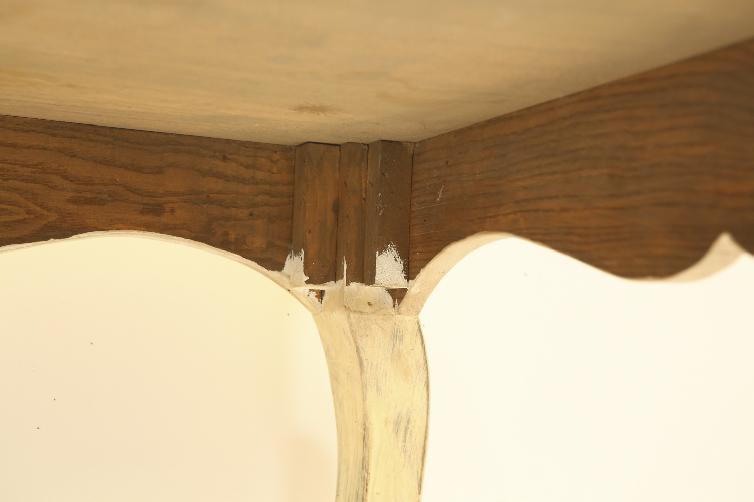 Wooden Table with Distressed Painted Legs