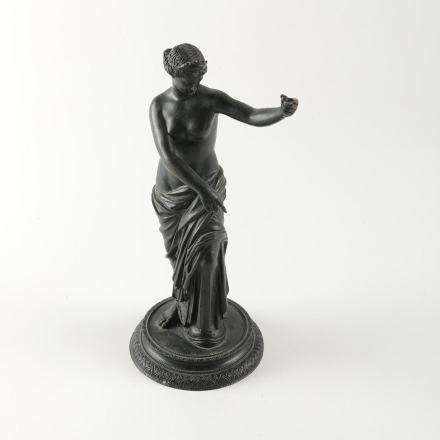 Cast Iron Sculpture of Grecian Style Woman