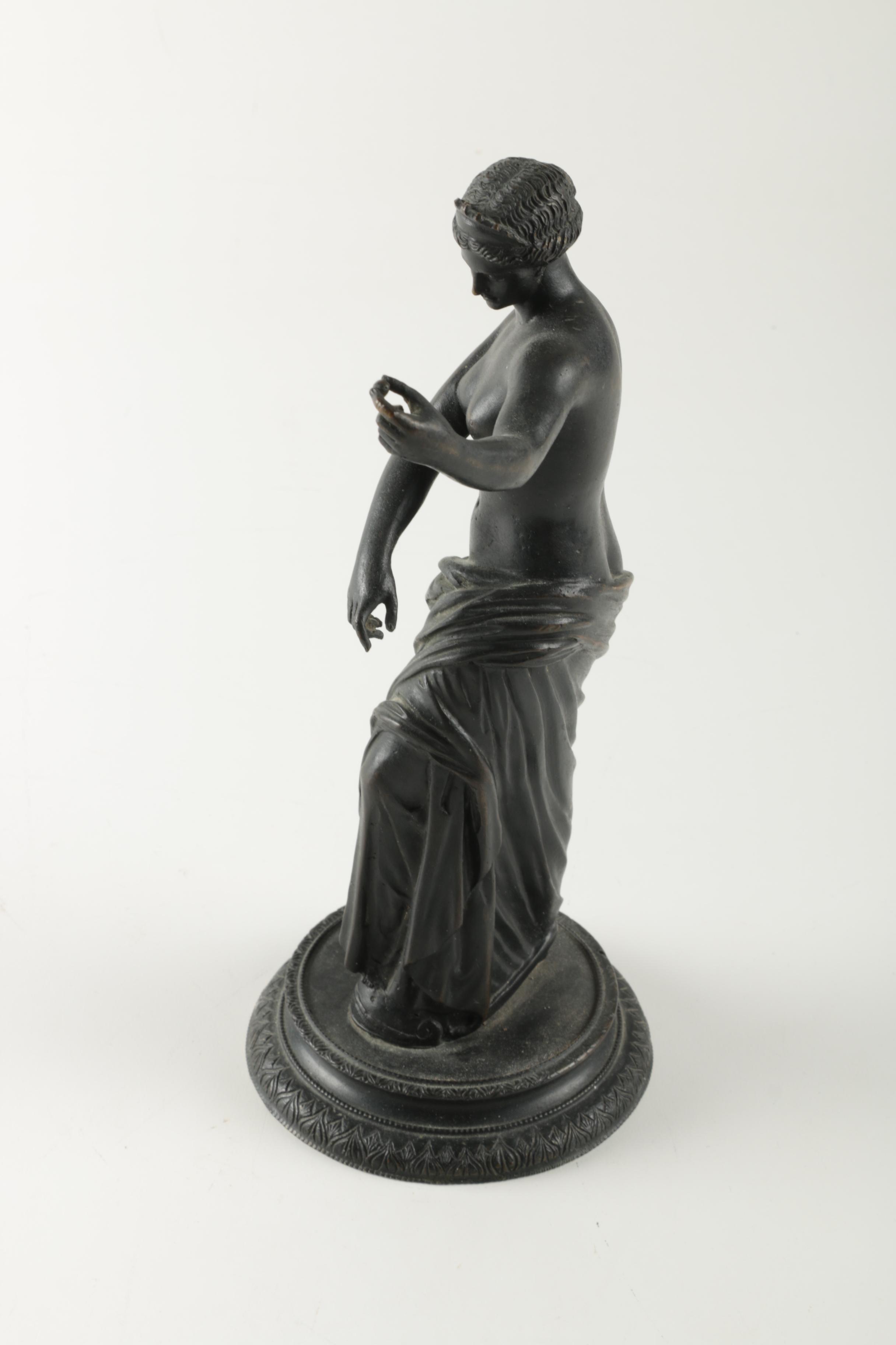 Cast Iron Sculpture of Grecian Style Woman