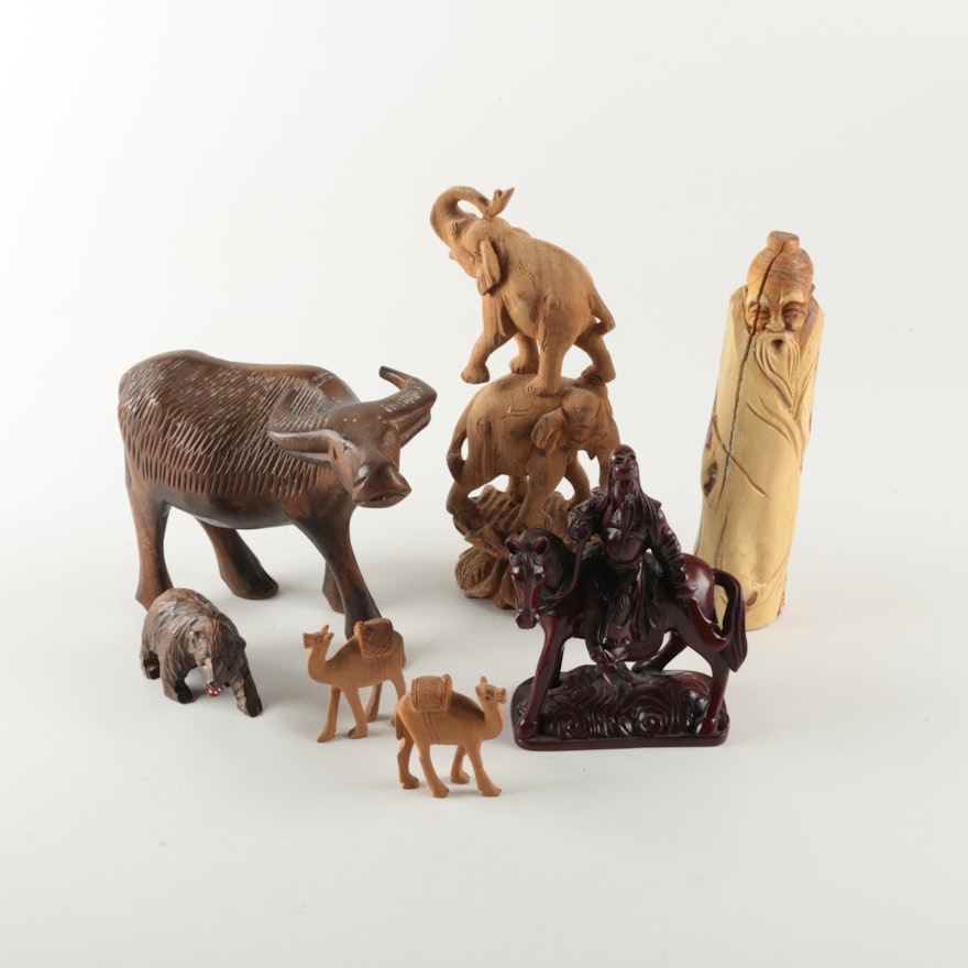Assorted Carved Wood Figurines
