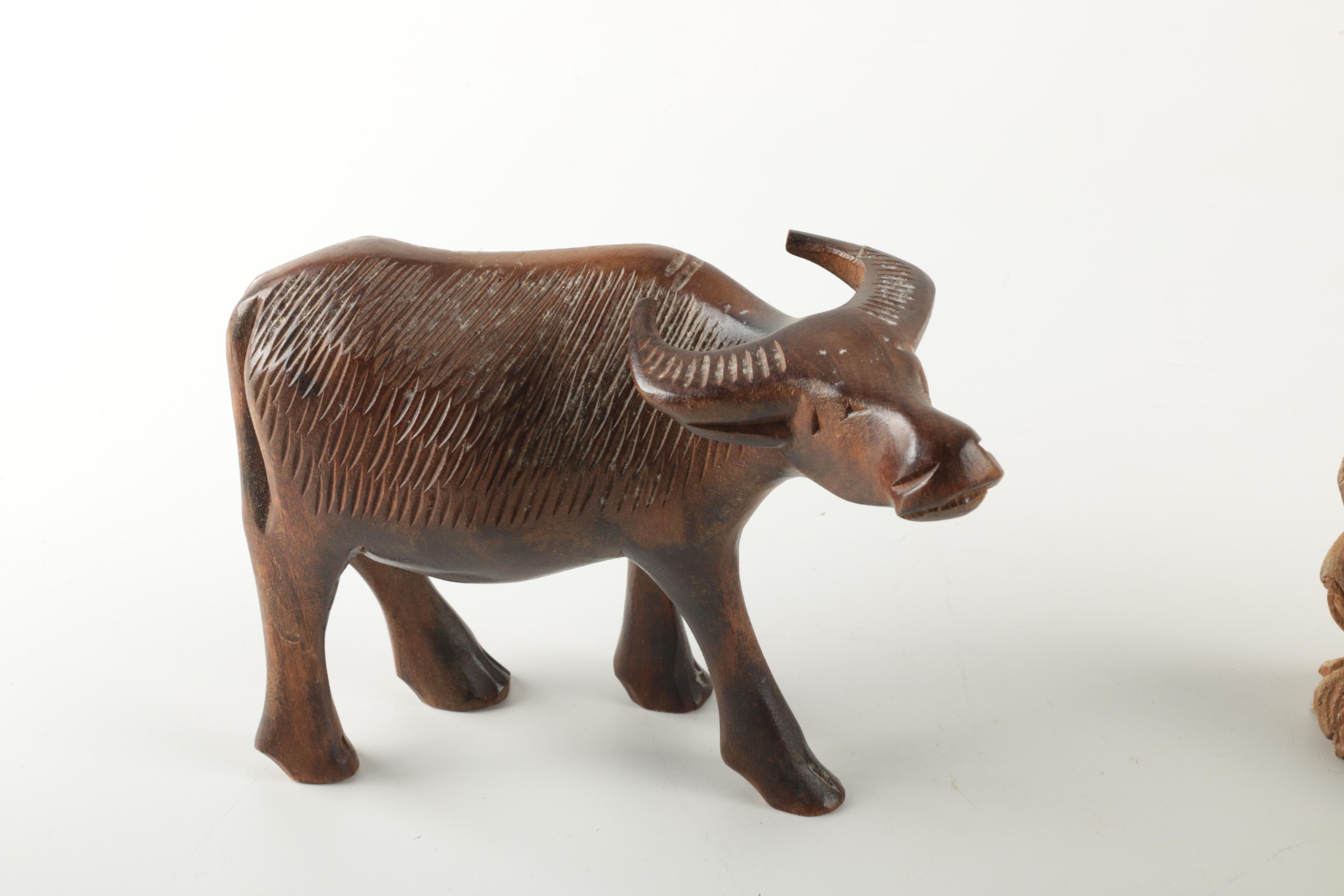 Assorted Carved Wood Figurines