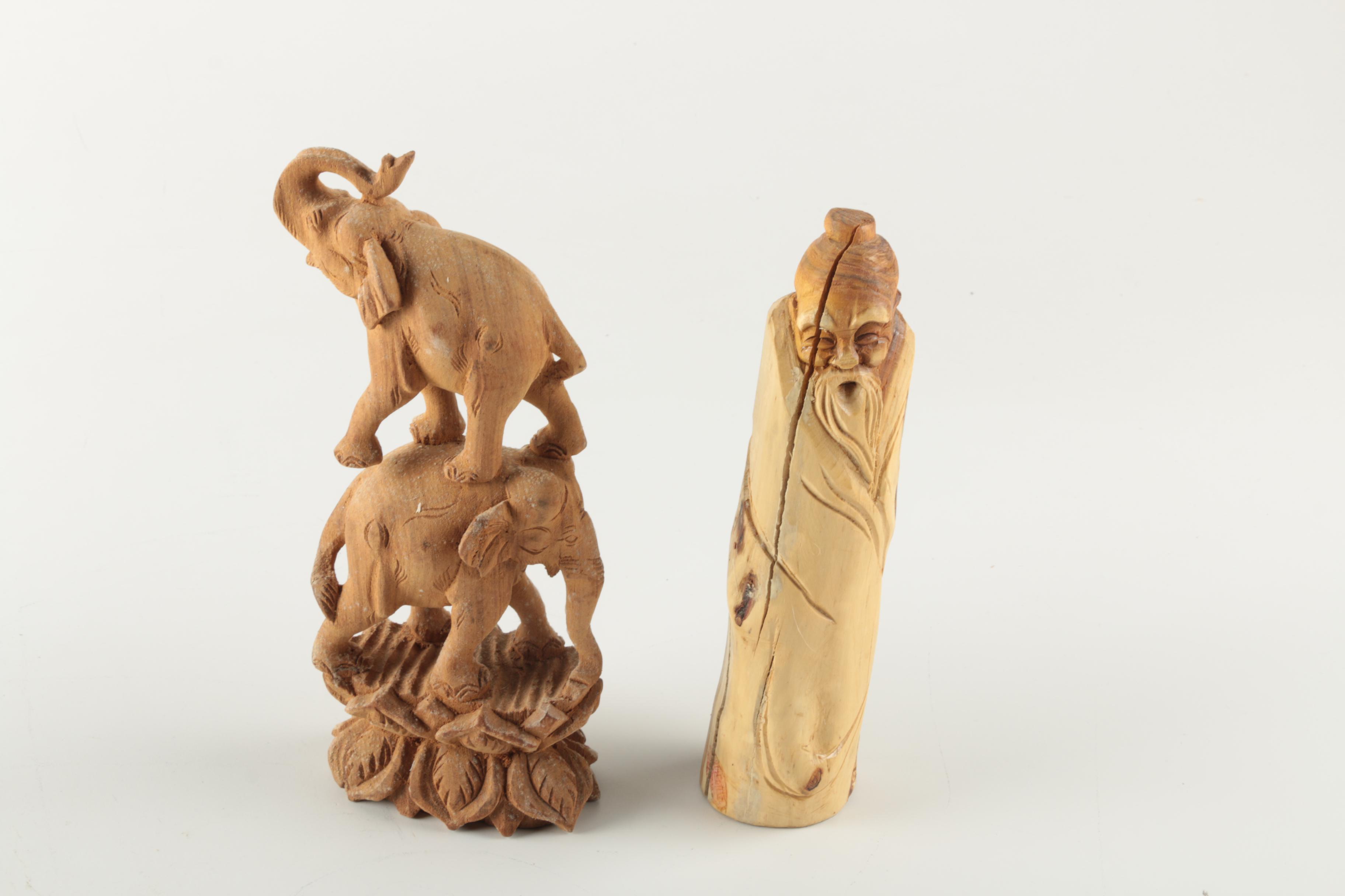 Assorted Carved Wood Figurines