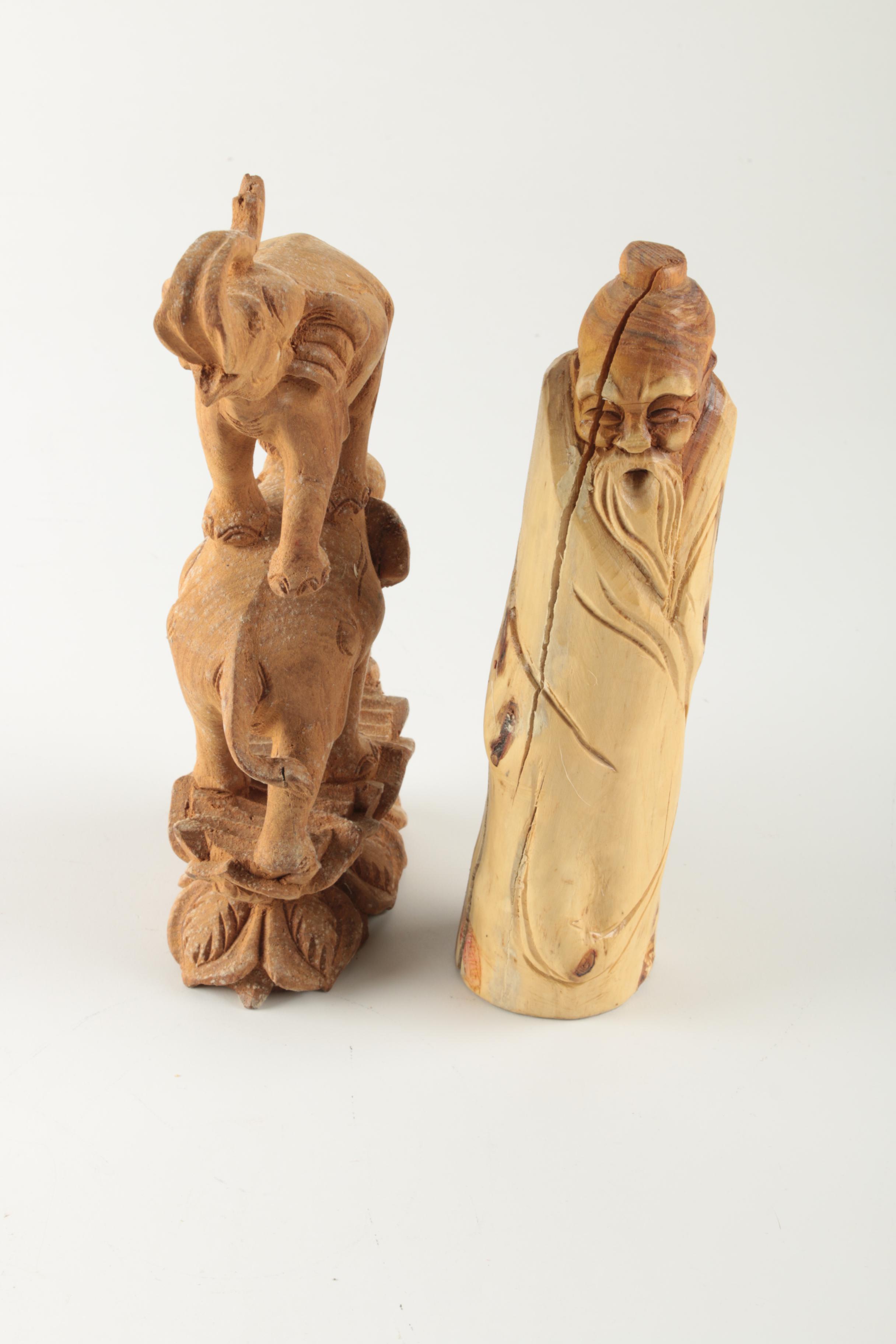 Assorted Carved Wood Figurines