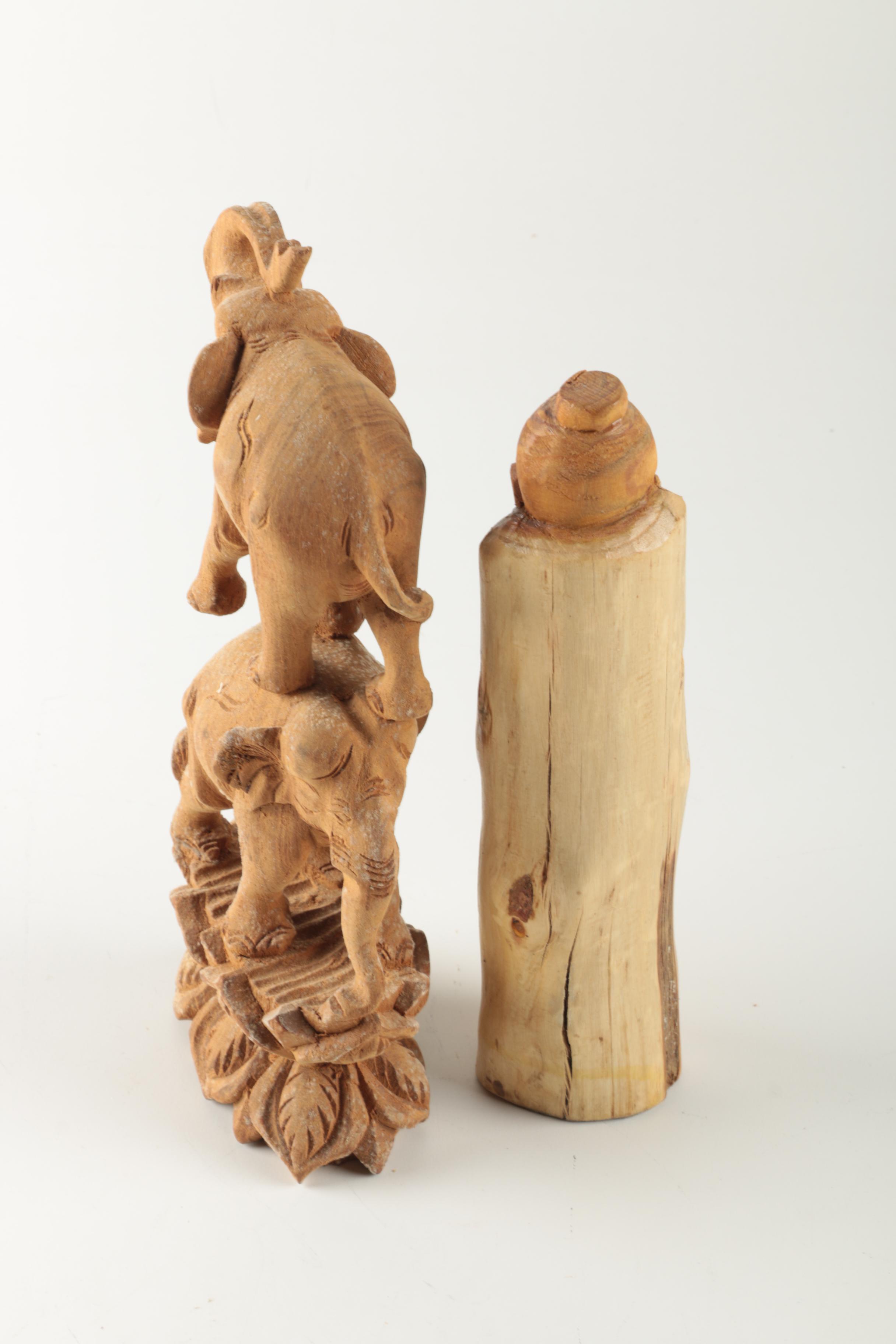 Assorted Carved Wood Figurines