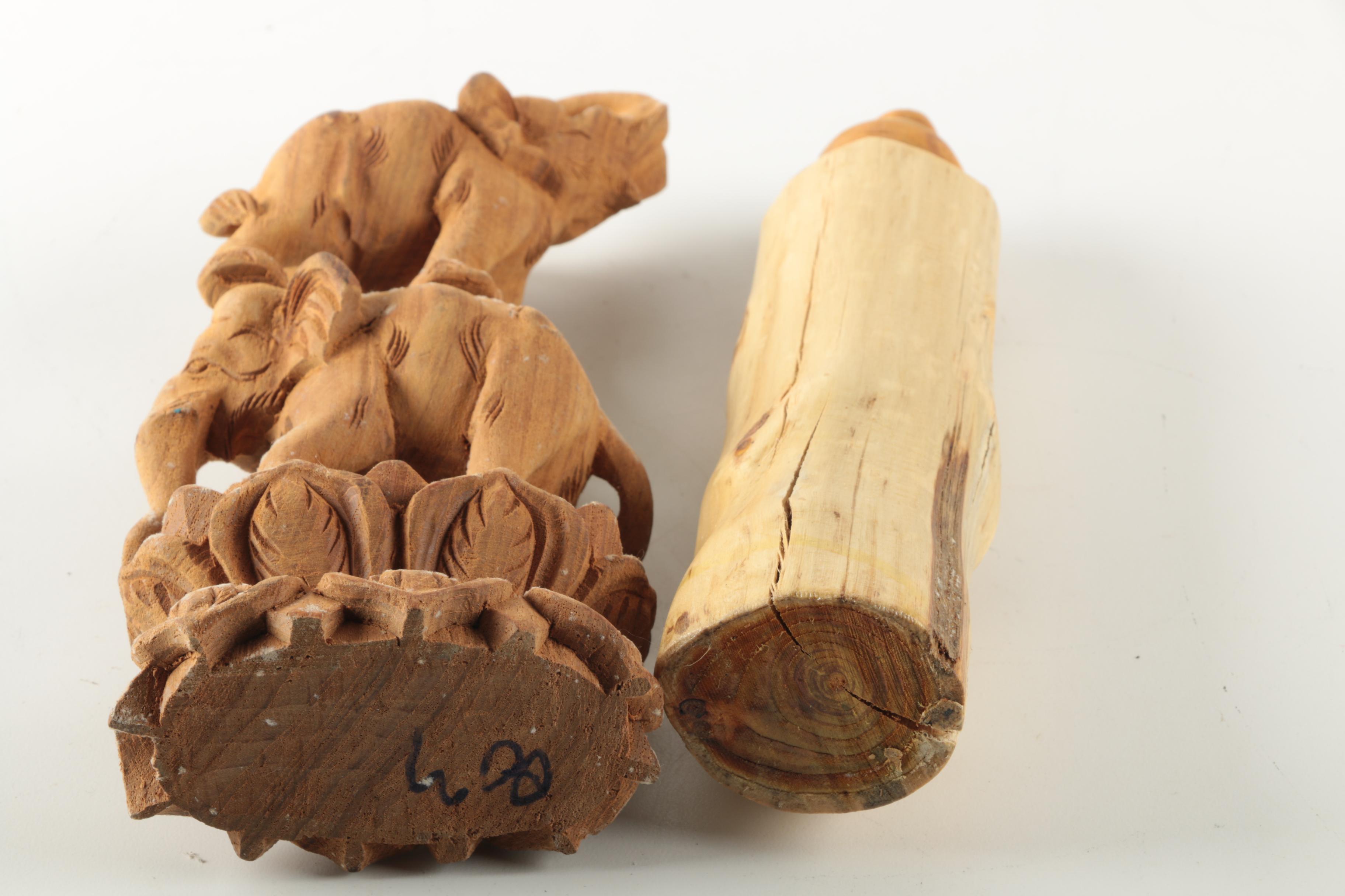Assorted Carved Wood Figurines