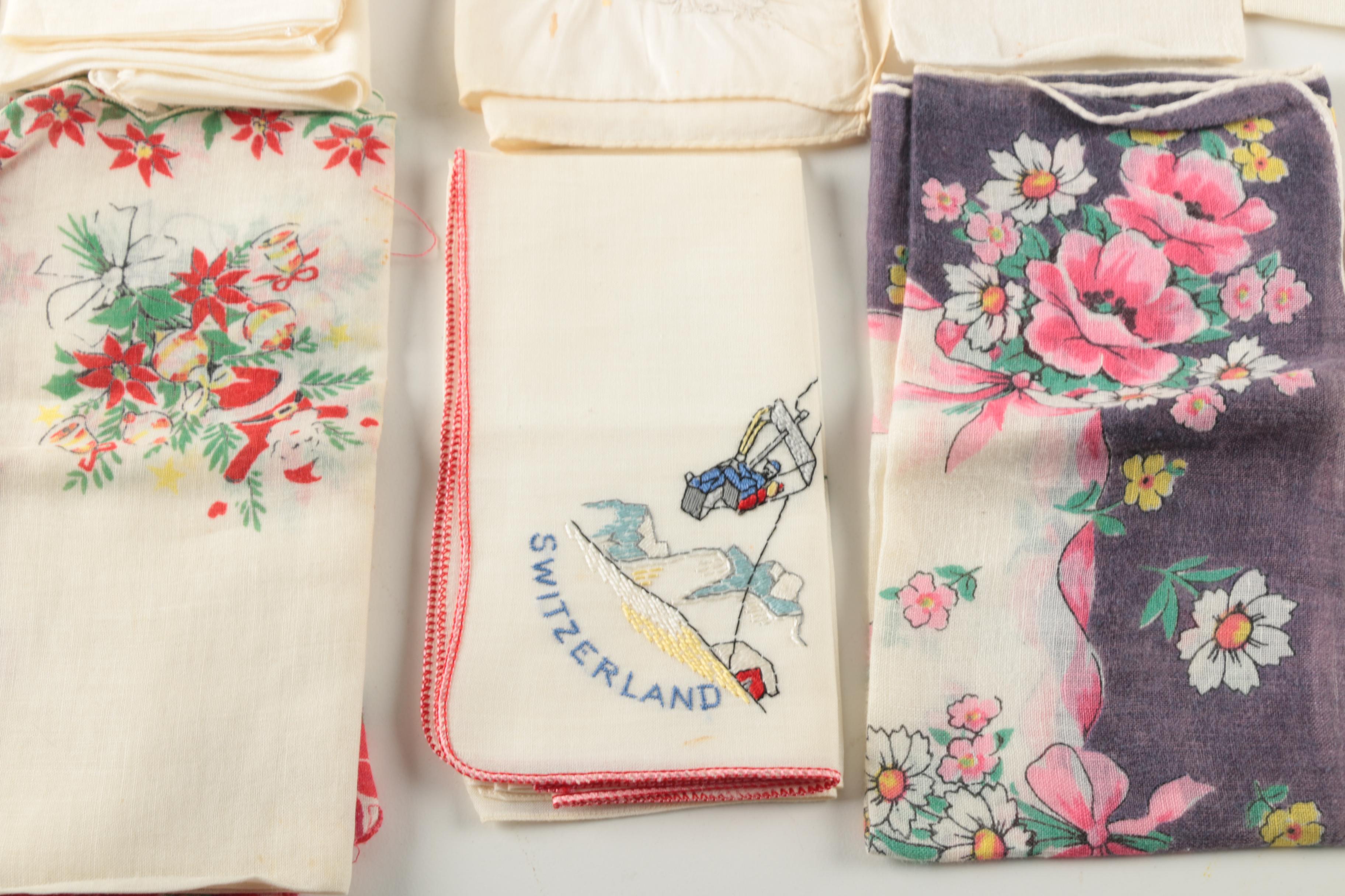 Woven Box Style Vanity Case with Vintage Handkerchiefs