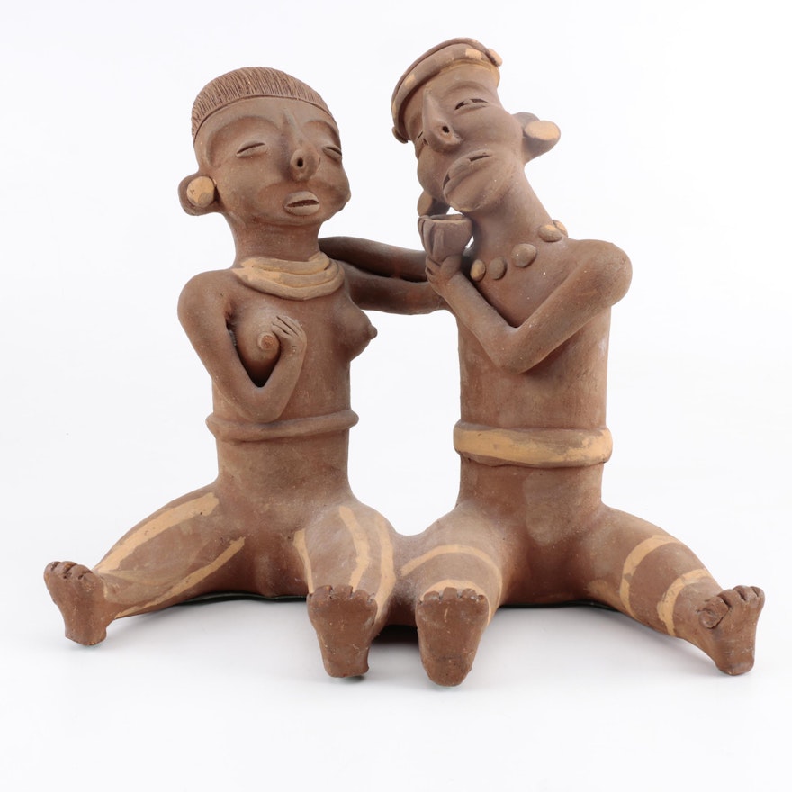 Aftrican Terra Cotta Sculpture of a Woman and Man