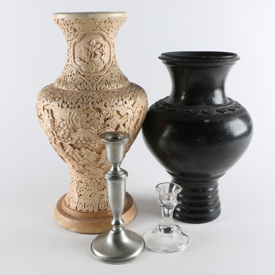 Grouping of Vases and Candlesticks