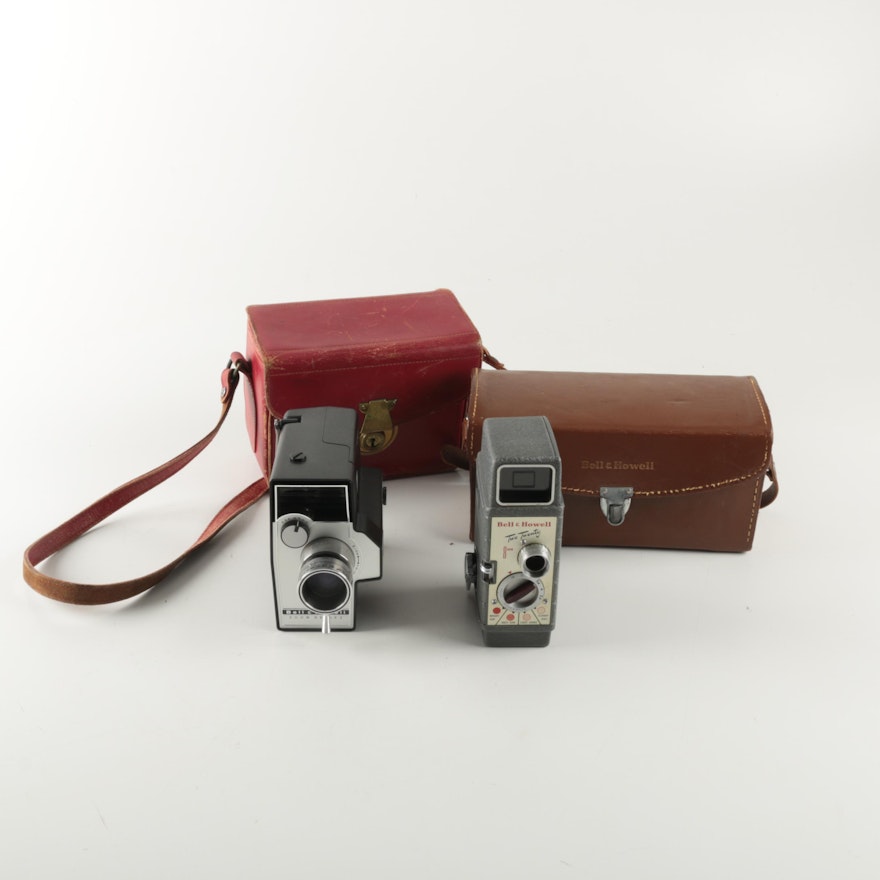 Pair of Vintage Bell & Howell Cameras with Cases