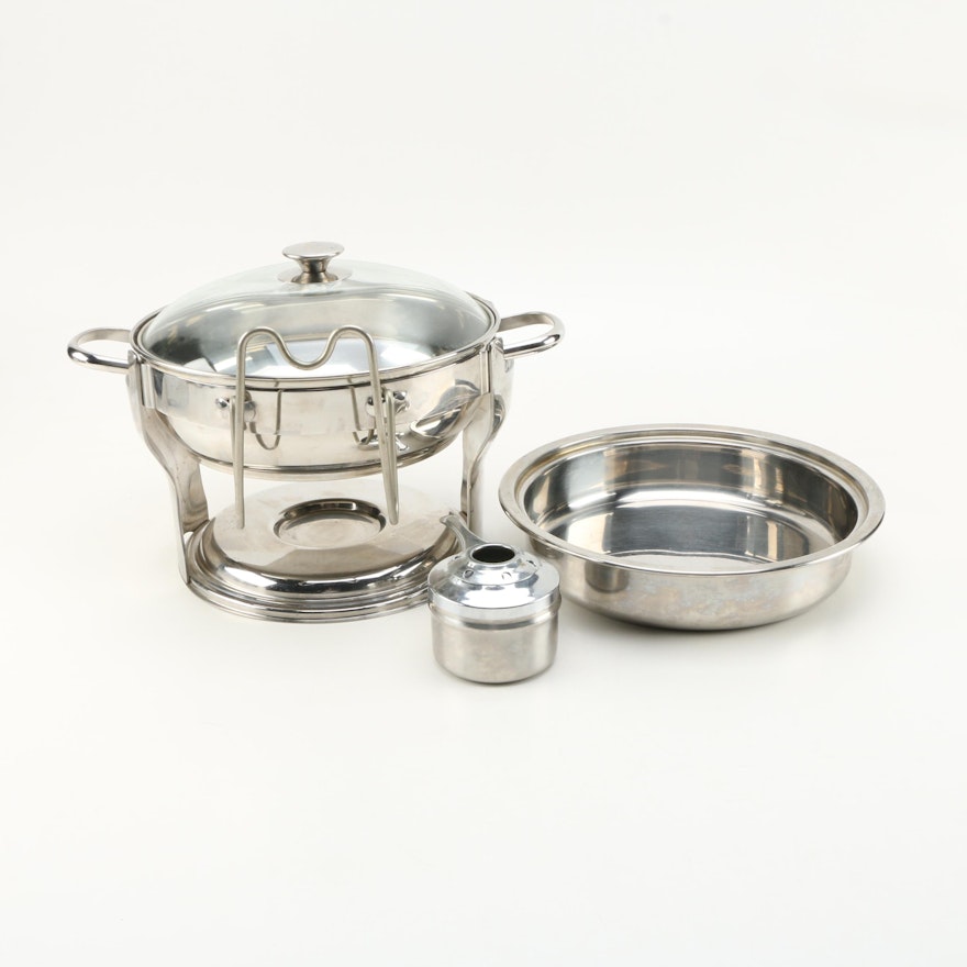 Stainless Serveware Including Culinary Essentials