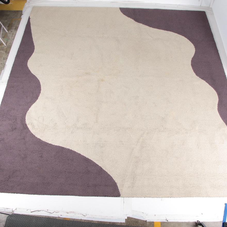 Contemporary Hooked Wool Area Rug