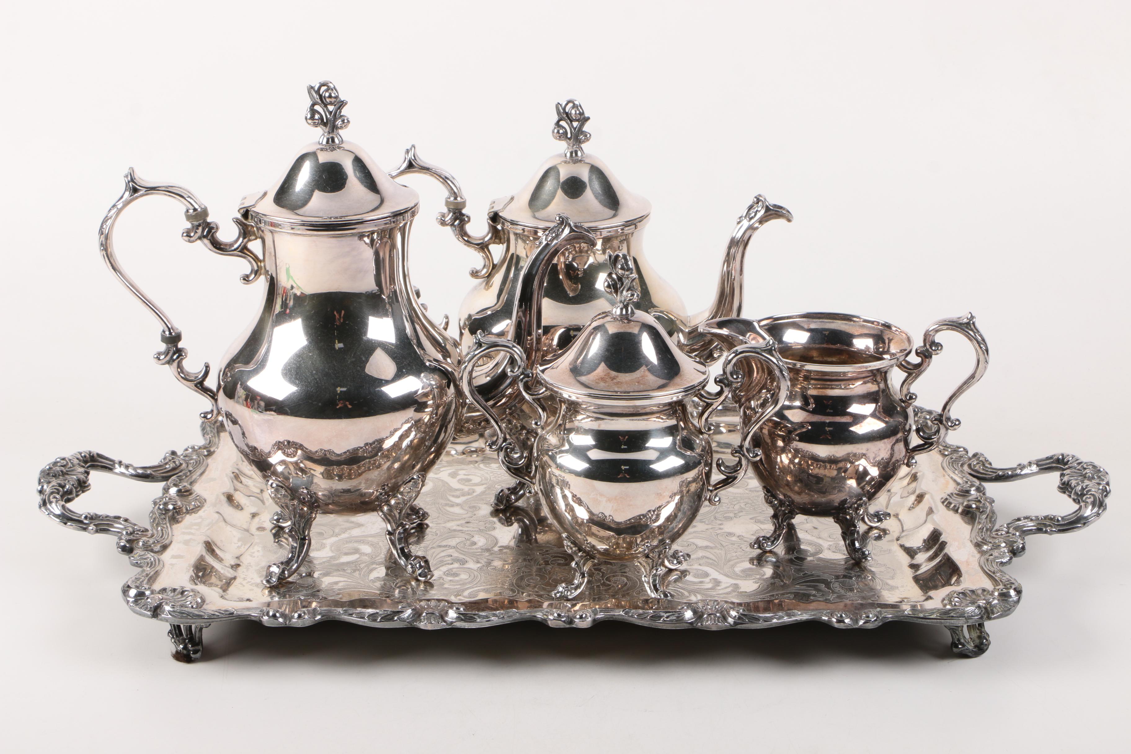 English Silver Mfg. Corp Silver on Copper Tea Service