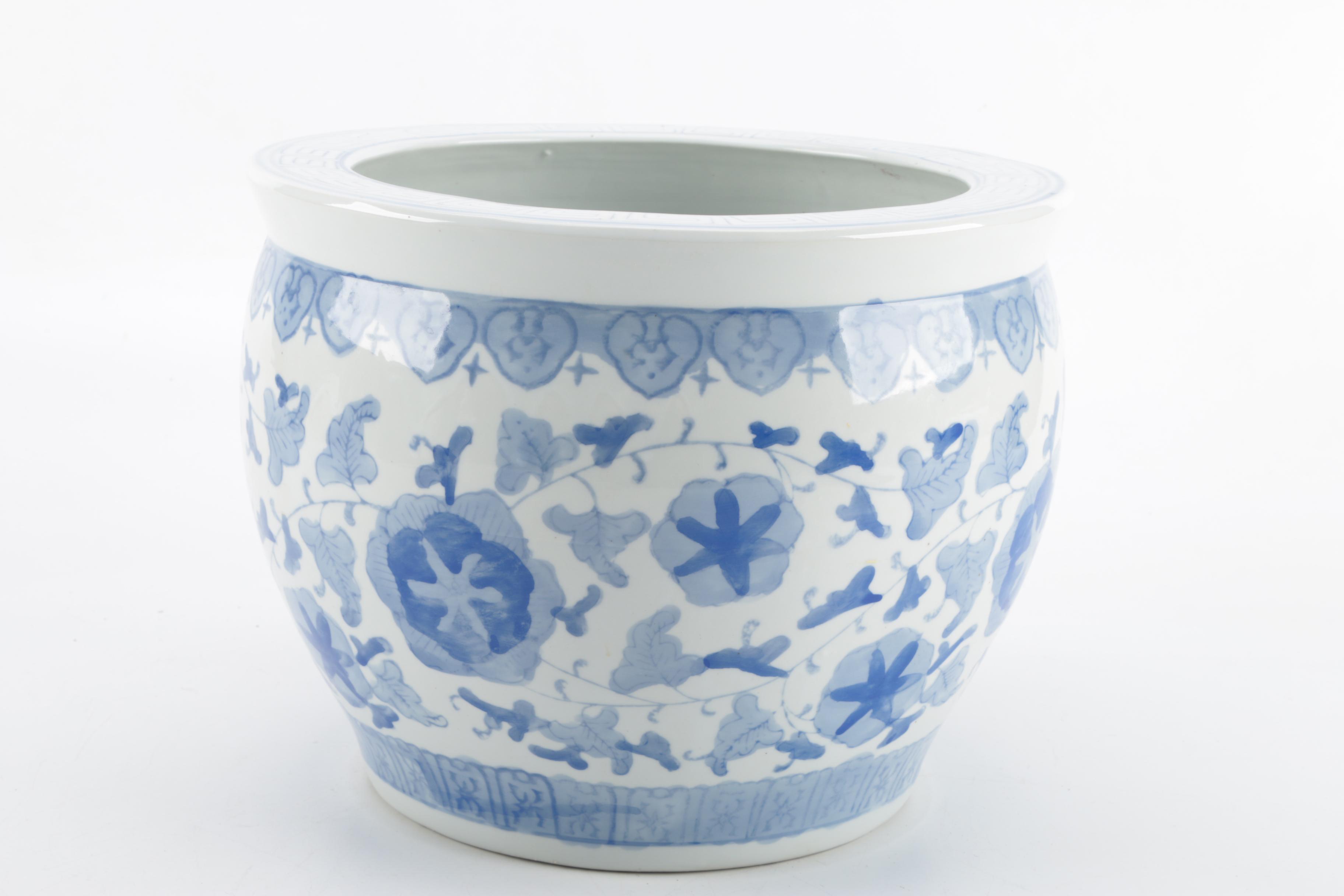 Blue and White Asian Style Planter