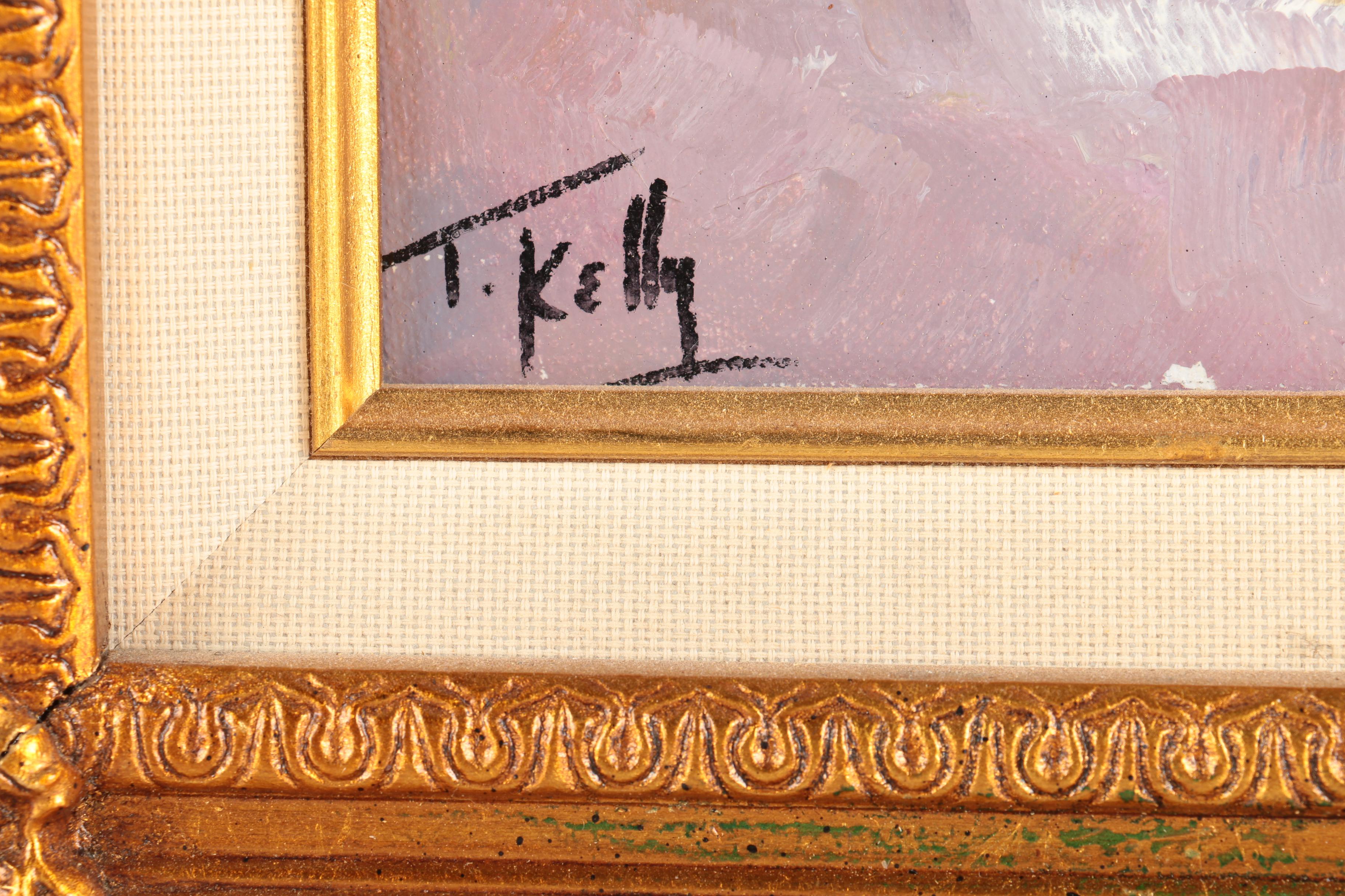 T. Kelly Oil Painting on Canvas of a Floral Still Life