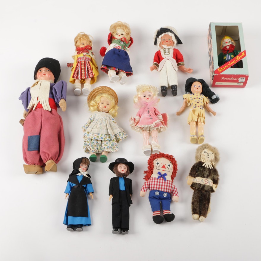 Collection of Vintage Dolls Including Raggedy Andy