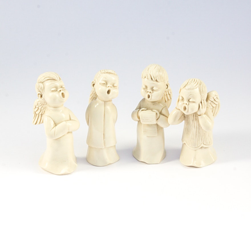 Faux Ivory Angel Figurines