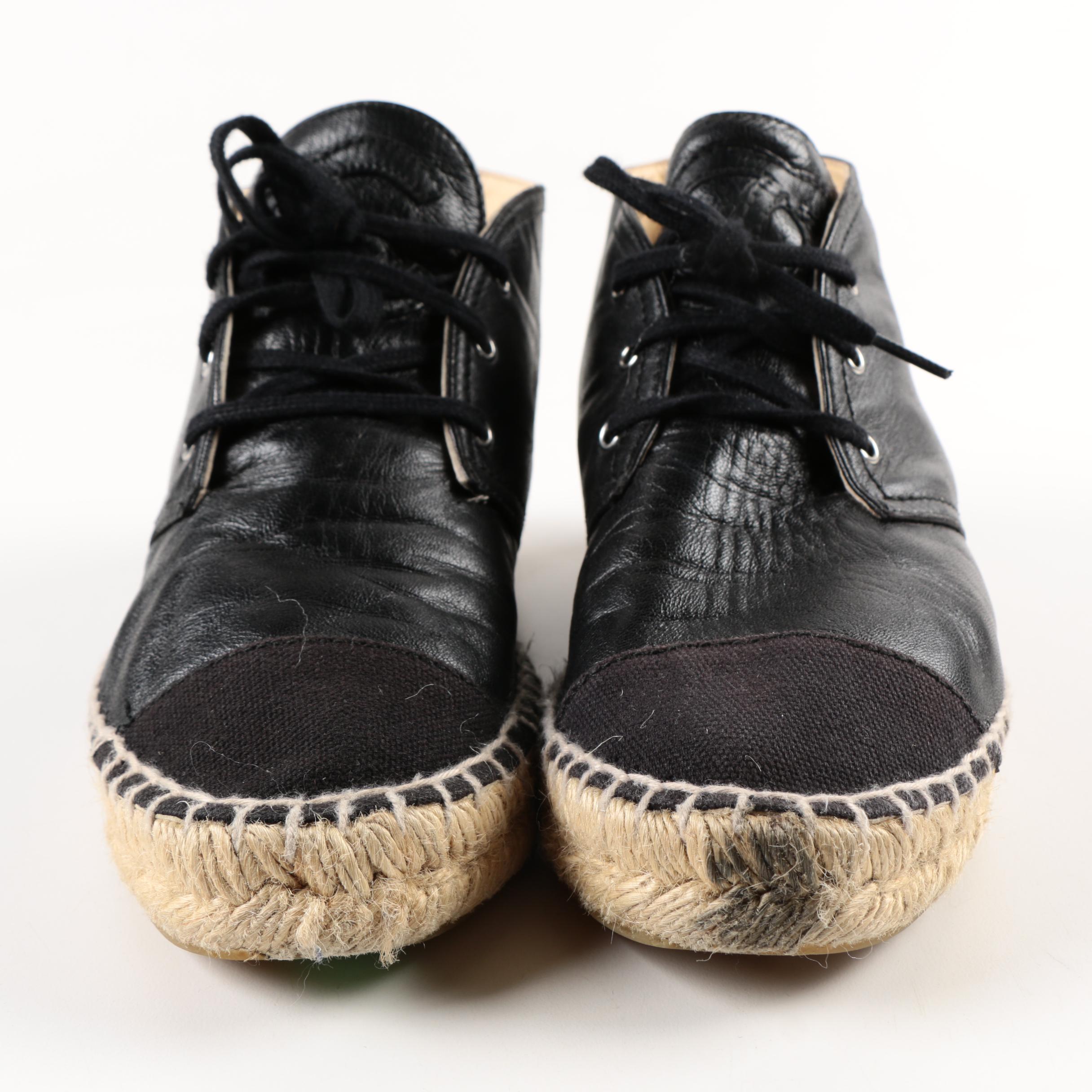 Women's Chanel Black Leather and Canvas Sneakers